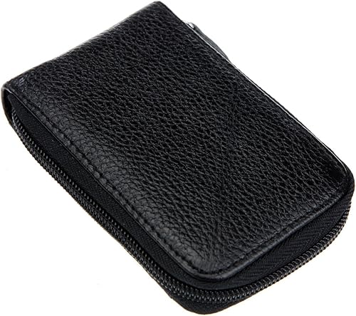 Miniatura 4 de DEEZOMO RFID mini organizador de tarjetas de crédito cuero auténtico billetera compacta con visor de identificación