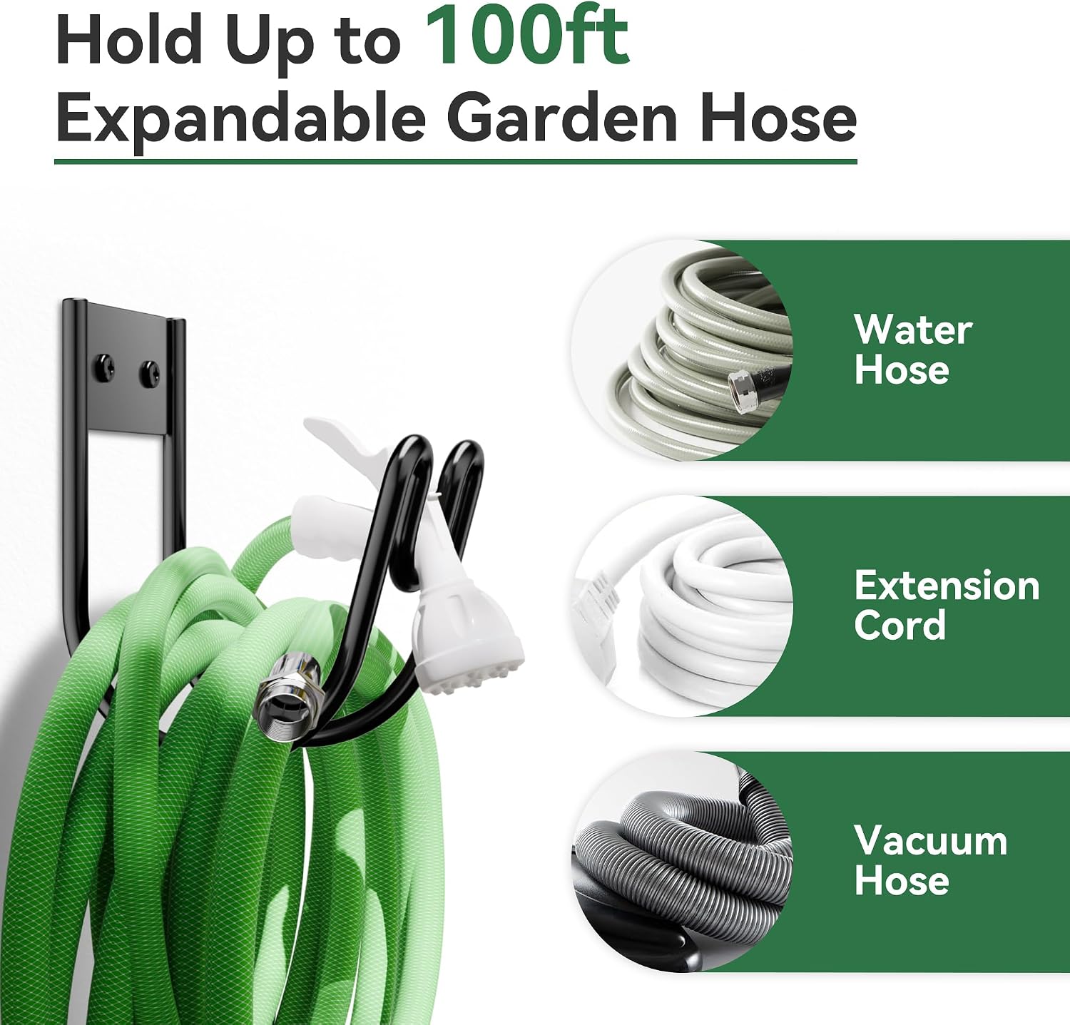 Black Metal Garden Hose Holder - Wall Mounted Water Hose Holder - photo 6