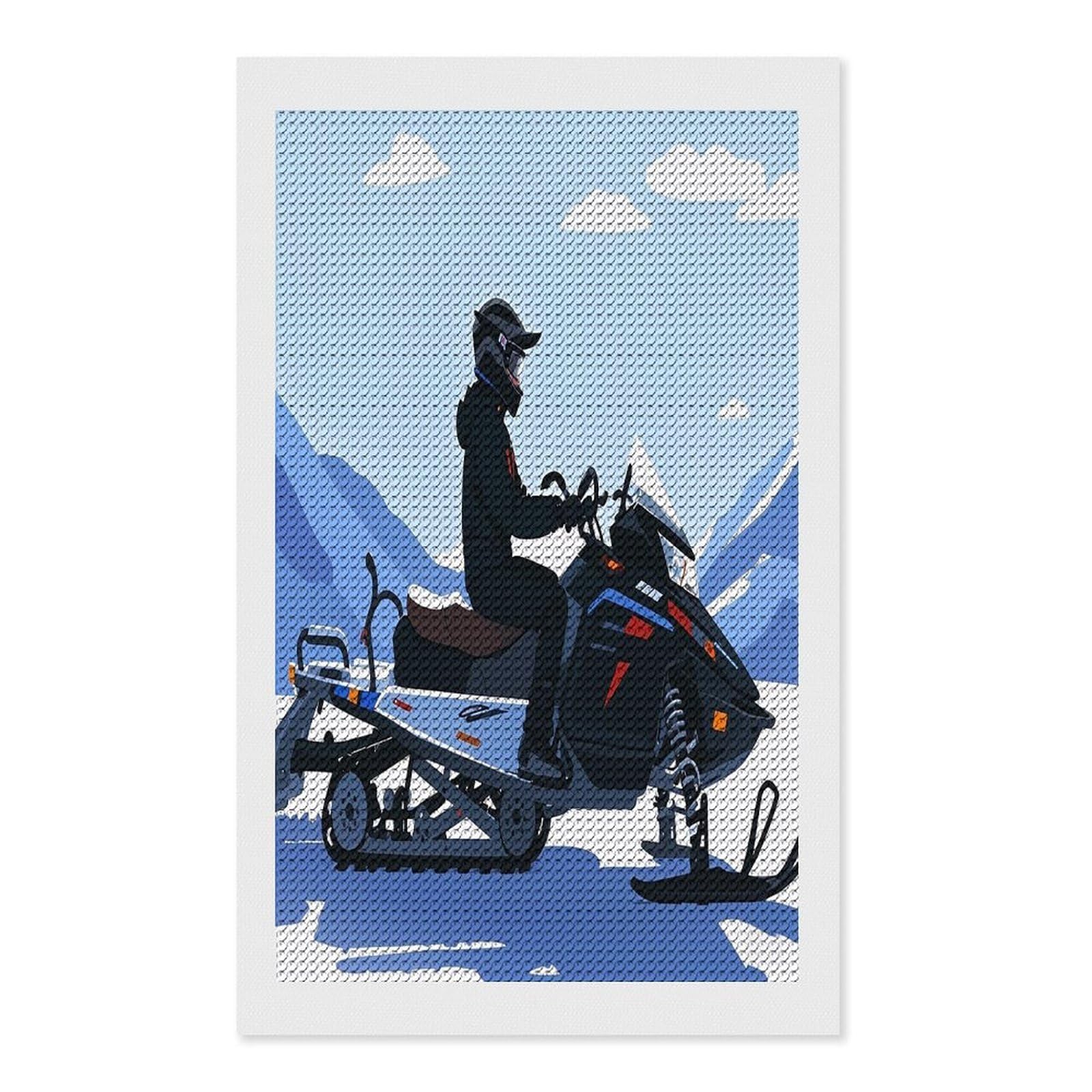 FekiLoot Snowmobile Diamond Painting Kits for Beginners DIY Diamond Art Kits for Adults Full Drill Round Diamond Dot Gem Art Painting Fun DIY Crafts for Home Kitchen Wall Decor Gift 12"x20"