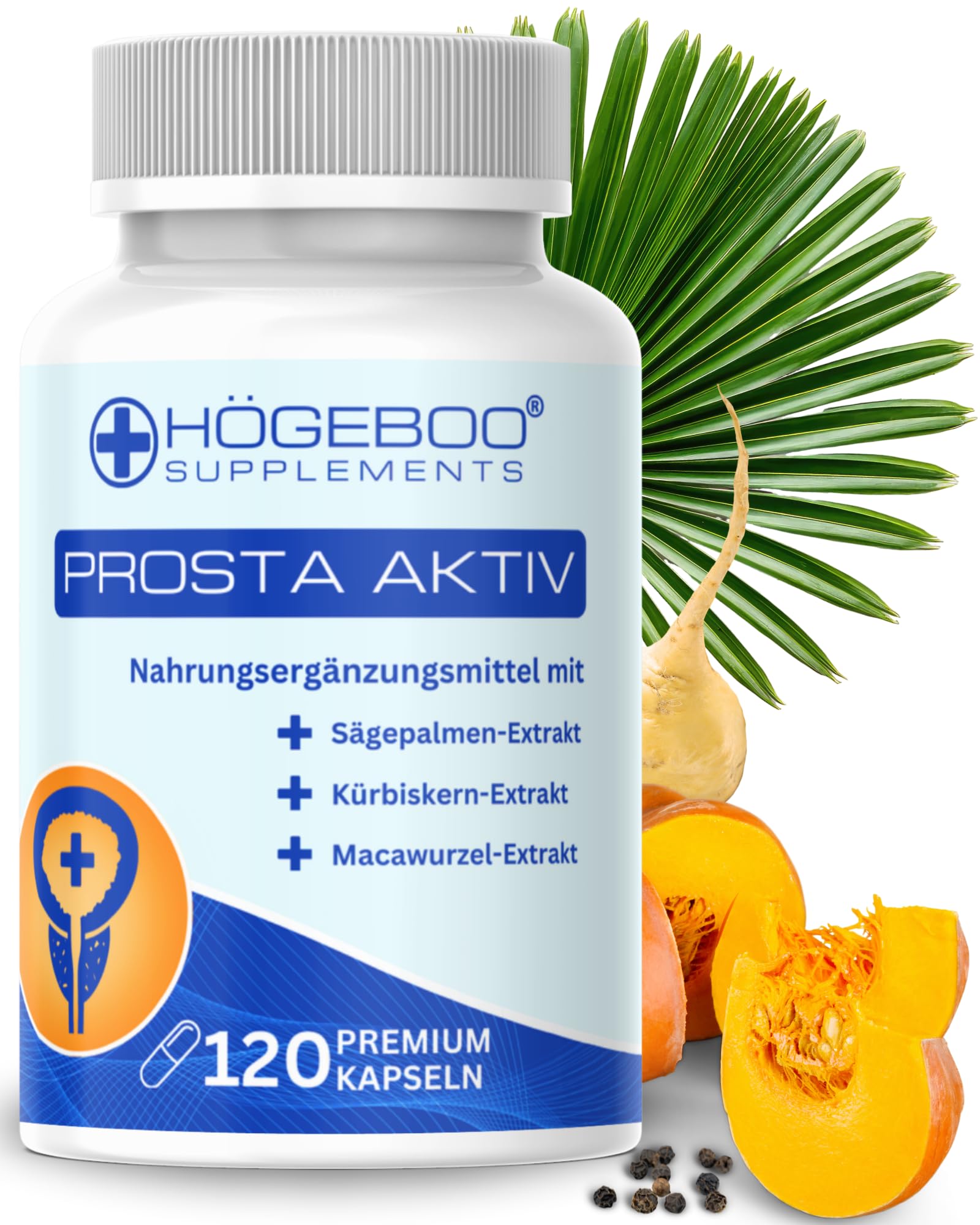 Prosta Aktiv Kapseln - Sägepalmen-Extrakt Kürbiskern-Extrakt und Maca-Extrakt als Prosta Komplex - 11 abgestimmte Inhaltsstoffe - Prosta Kapseln hochdosiert & vegan - 4 Monatsvorrat