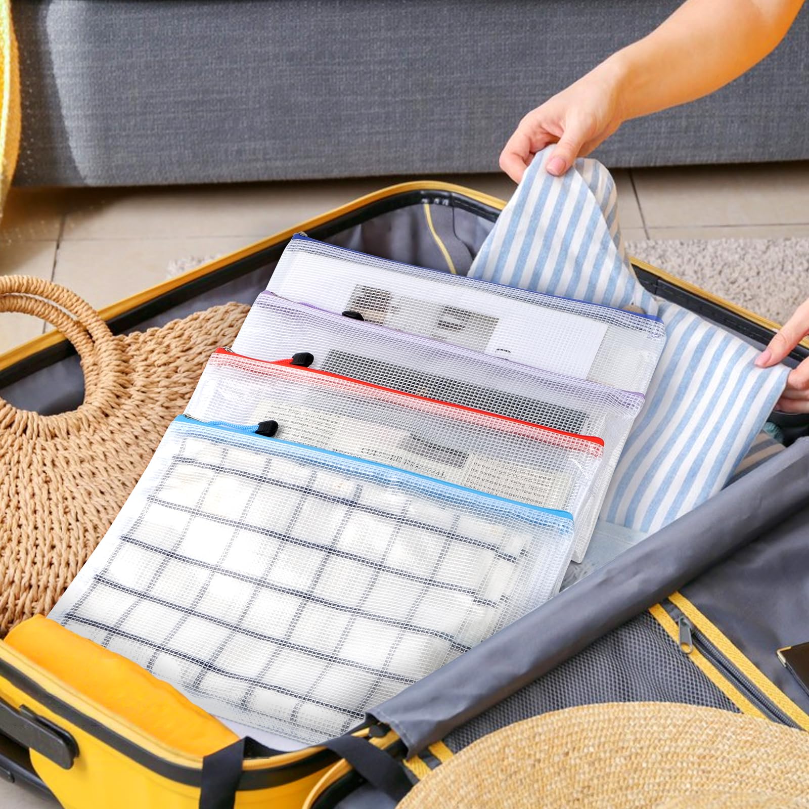 20 Pièces Pochette Plastique Zippée, A4+A5+A6 Pochette à Fermeture