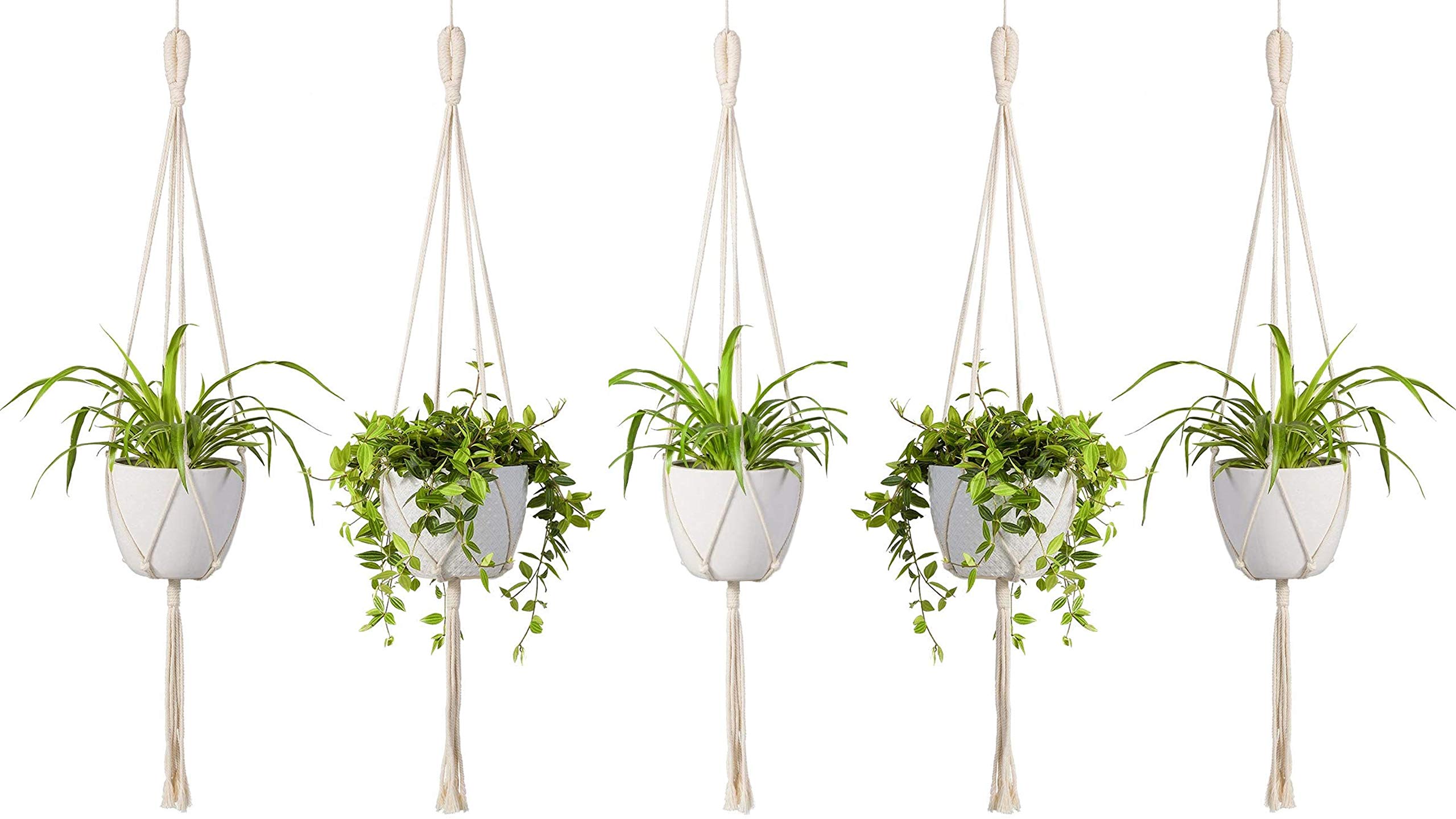 pepme Macrame Cotton Plant Hanger | Ceiling Hook Hanger, Rope Flower Pot Holder for Indoor Outdoor Balcony Garden | Home Decor Flower Planter Hanging Rope (Bottom Square, Pack of 5) (B08R1GS9N4) Amazon Price History, Amazon Price Tracker