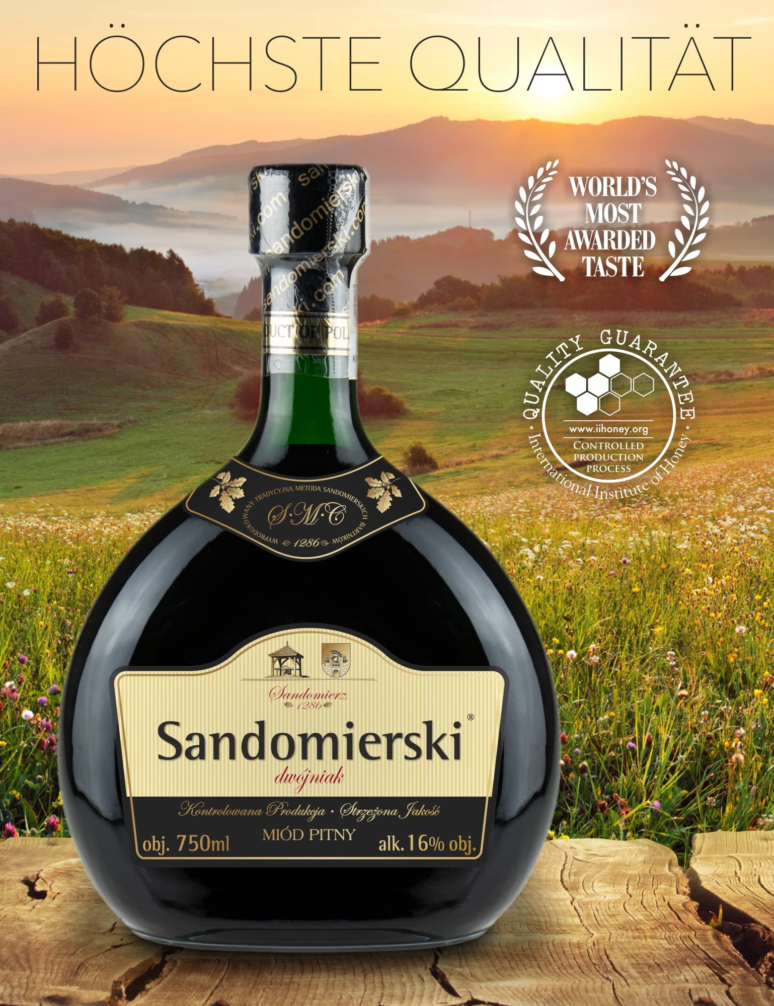 Sandomierski Halber Met Dwójniak-Honig | Met Honigwein Metwein Honigmet | 750 ml | 16% Alkohol | Polnische Produktion | Geschenkidee | 18+