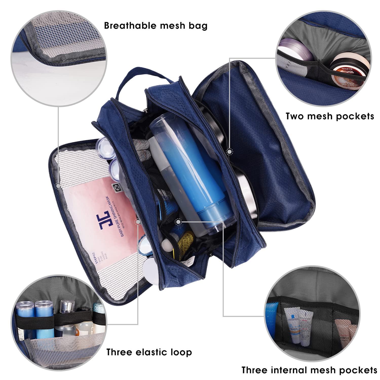 WANDF Astuccio da toilette da uomo da viaggio, borsa da bagno, accessori da viaggio, astuccio per trucco, da donna, organizzatori di servizi igienici