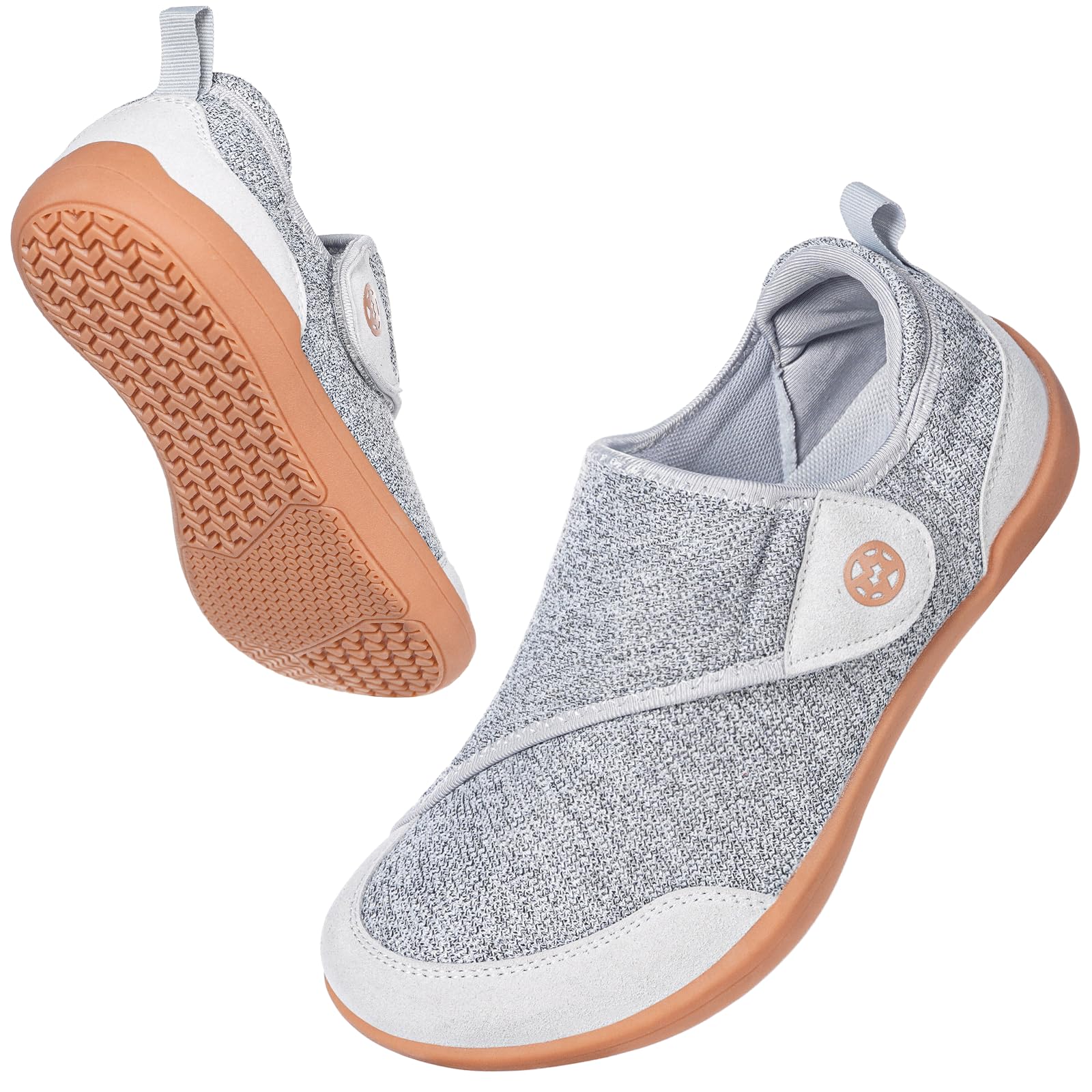 Sisttke Hausschuhe Herren Damen Klettverschuß Verstellbare Atmungsaktiv rutschfest Freizeitschuhe Bequeme Leichte Walkingschuhe Slippers Indoor Outdoor für Senioren