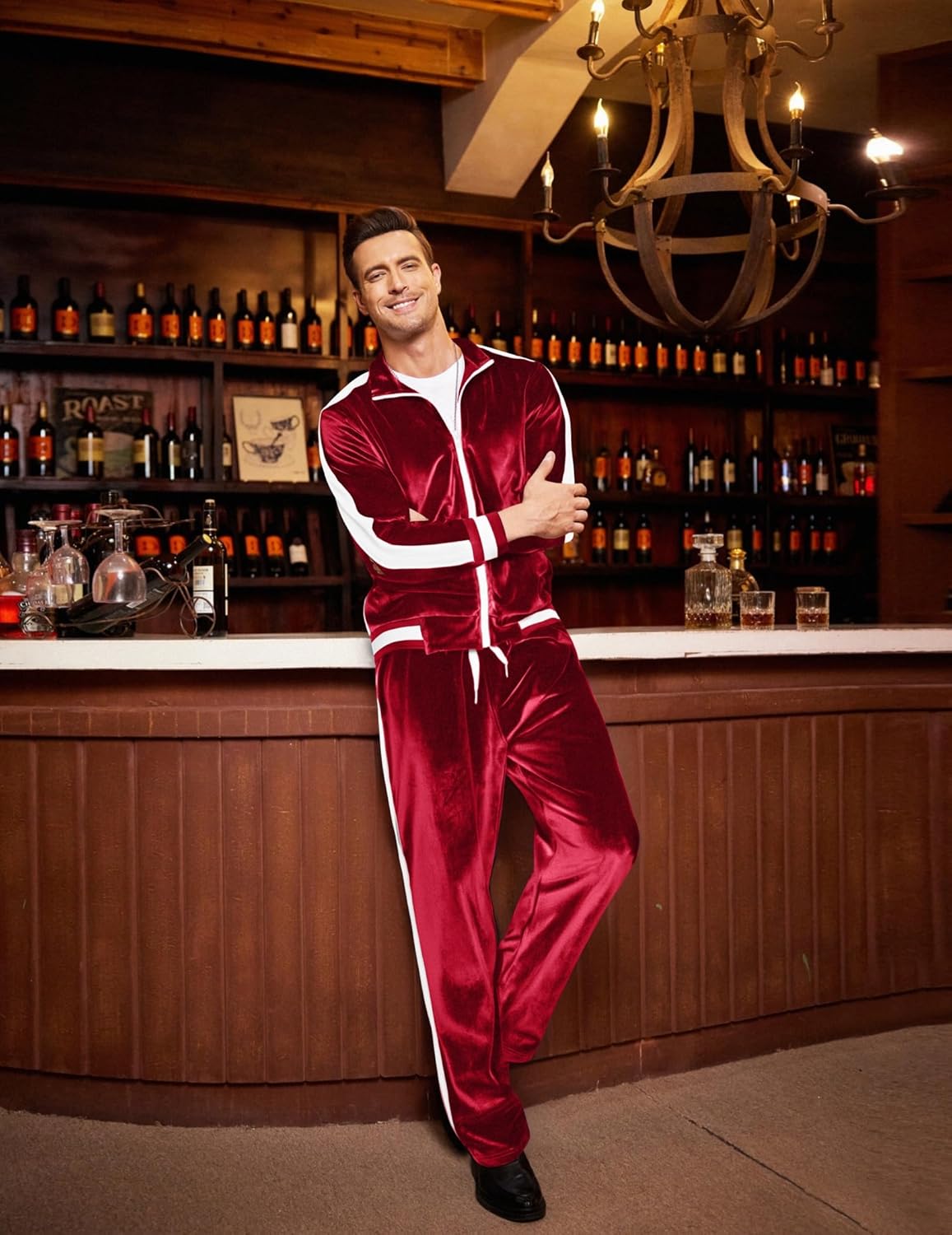 COOFANDY Mens Tracksuit 2 Piece Set Velour Sweatsuit Jogging Suits Full Zip Jacket Pants Outfits - Image 3