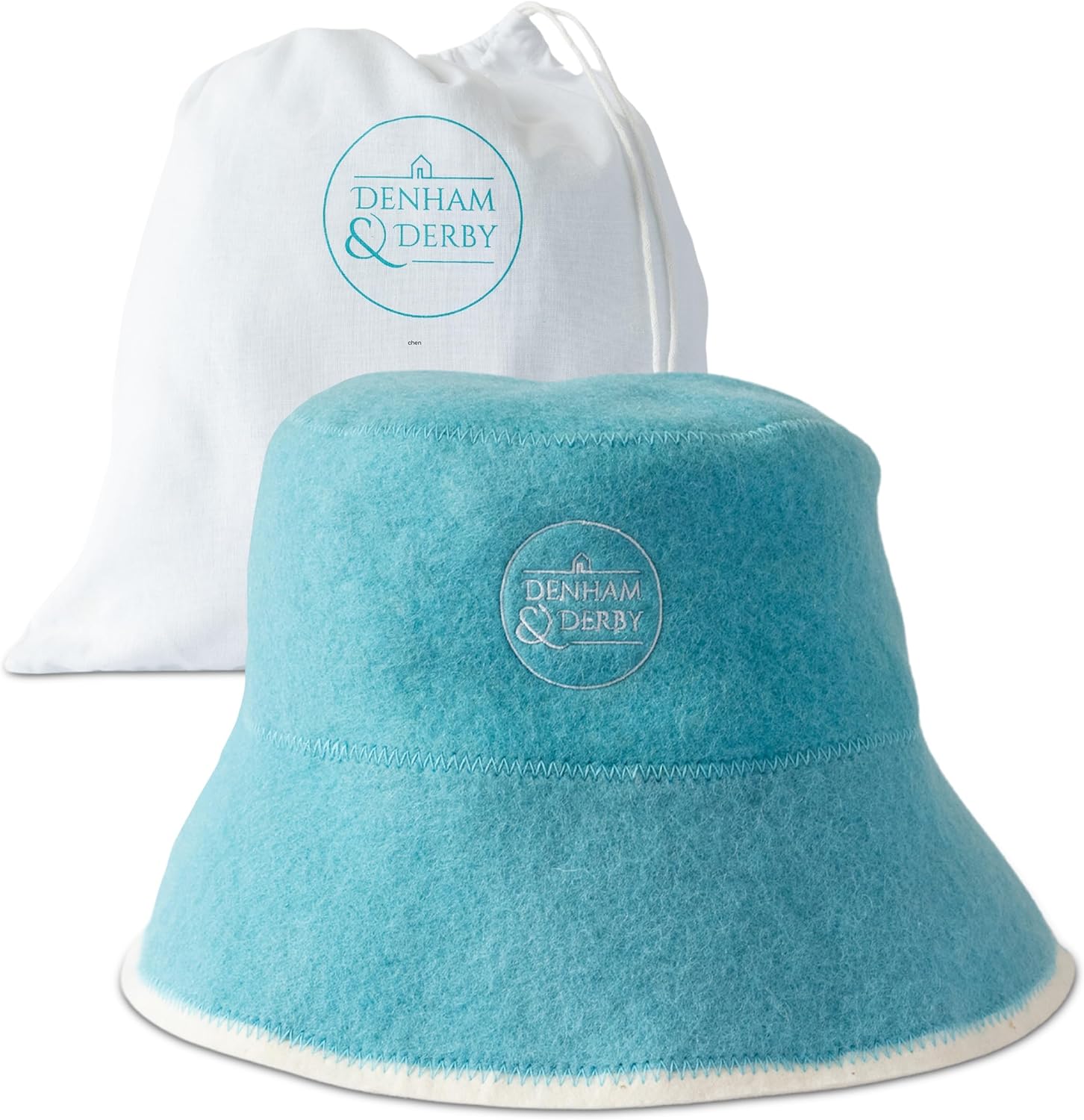 Stylish Sauna Hat for Women and Men - Wool Sauna Hat with Bag - Eco-Friendly Insulating Hats for Spa, Steam Room, Banya, Bathhouse, Comfortable, Breathable, handfinished, One Size Fits All Blue