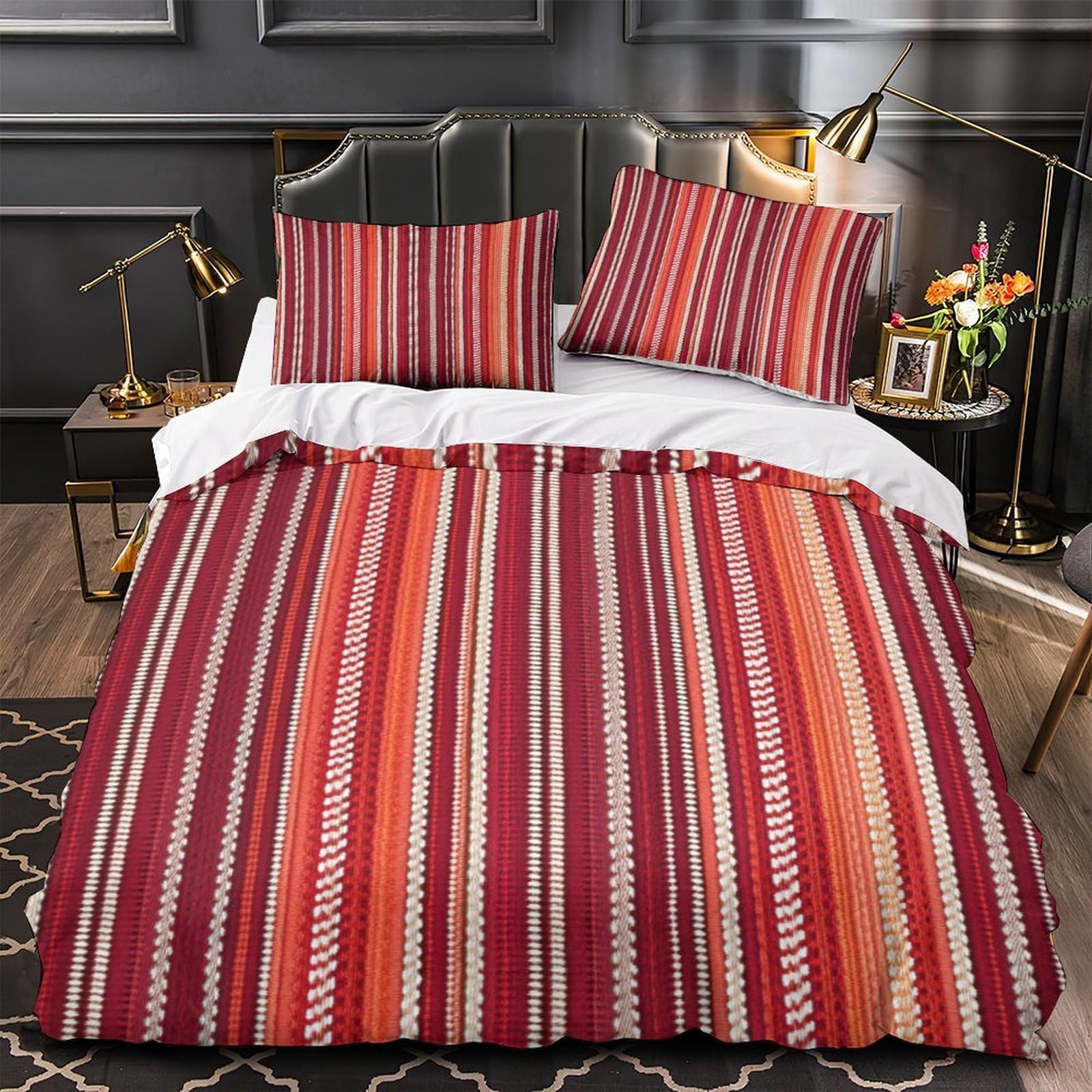 Housse de couette rose rouge 3D pour la chambre d'un adolescent dynamique