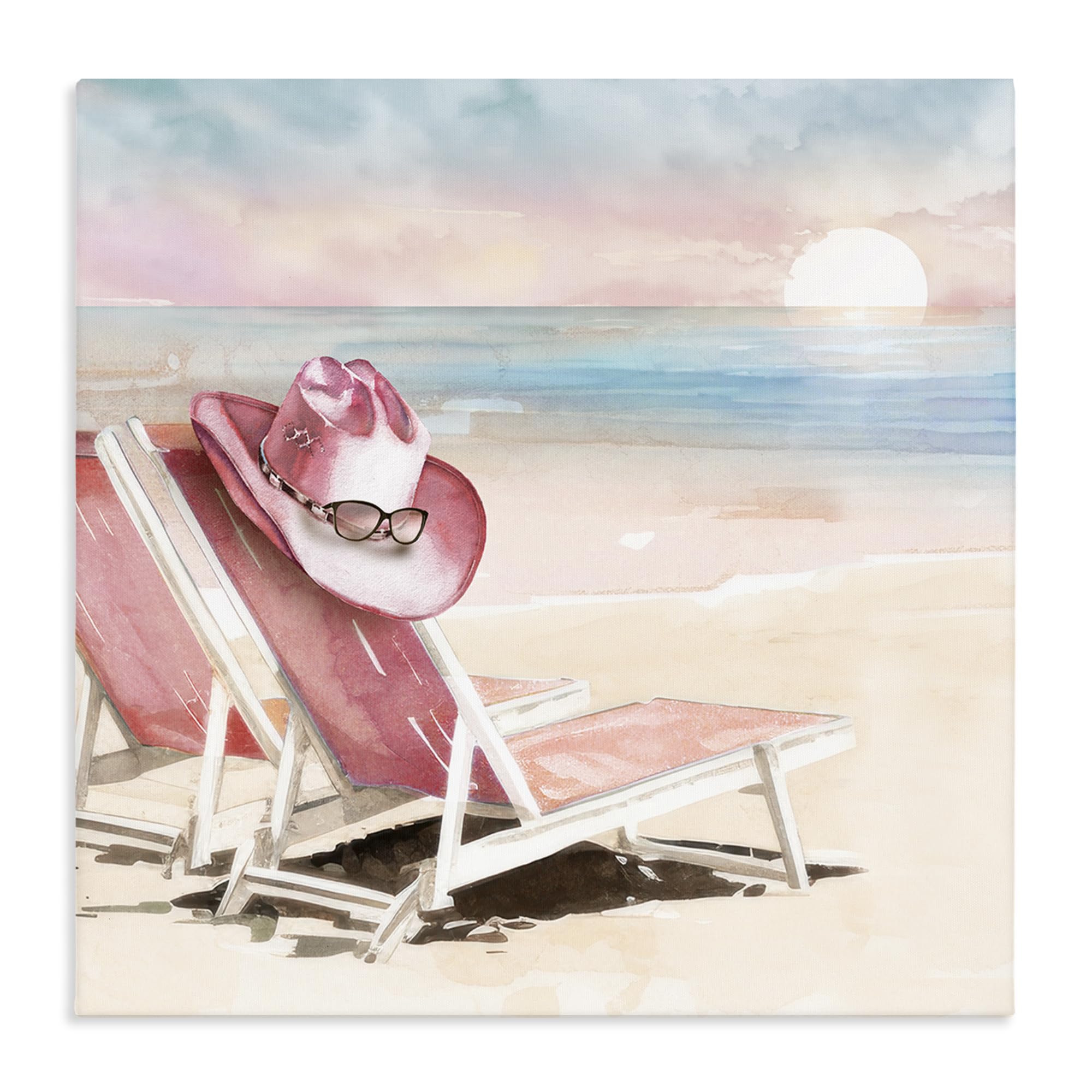 Stupell Industries Unframed Blush Pink Beach Chairs, 36 X 36 Inch Canvas Wall Art