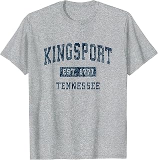Kingsport Tennessee TN Vintage Sports Design Navy Print T-Shirt