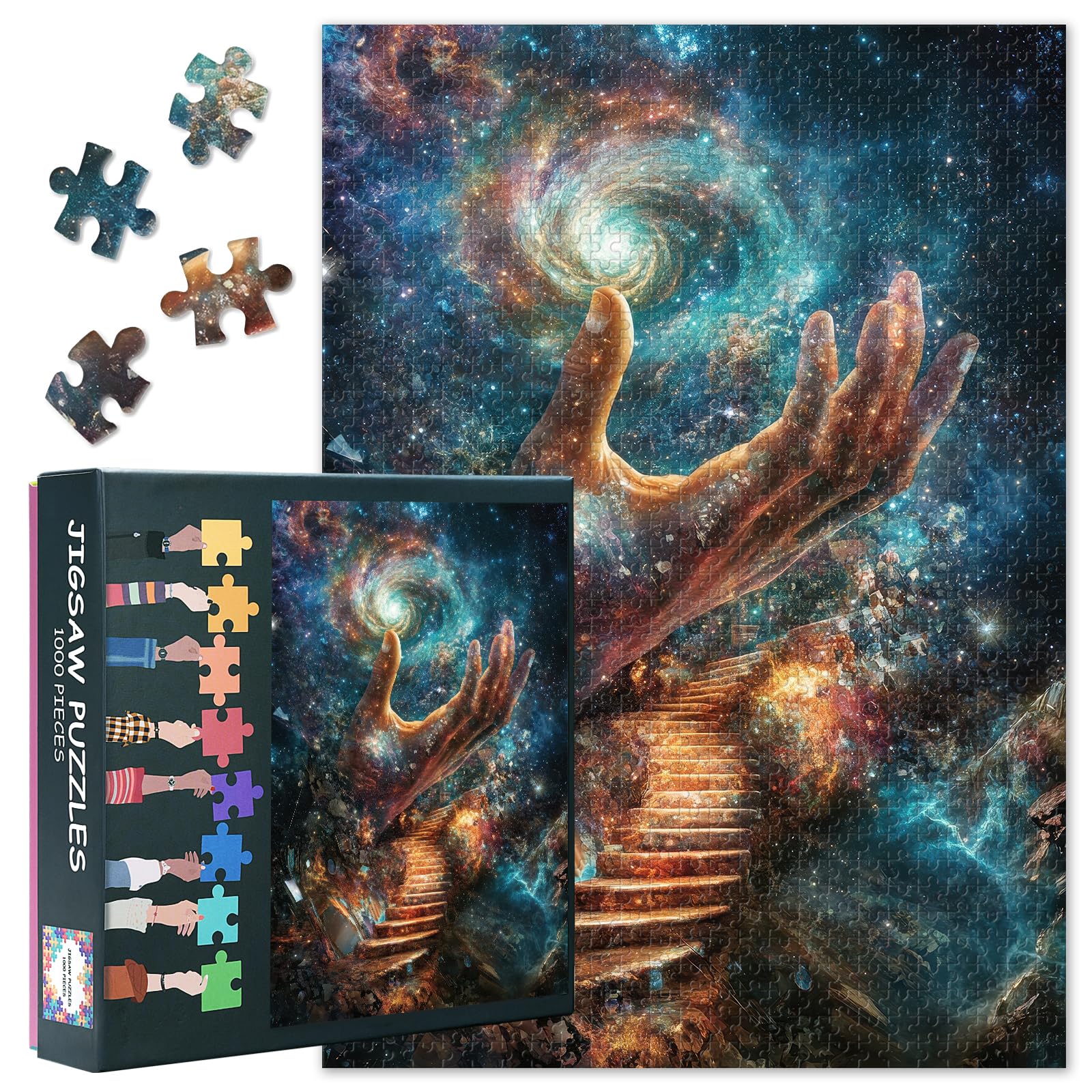Jigsaw Puzzles 1000 Pieces for Adults, Cosmic Stairway to the Heavens 1000 Piece Jigsaw Puzzle, Reaching for Starlight Adult Puzzles, Educational Toy Finished Size 50x70cm
