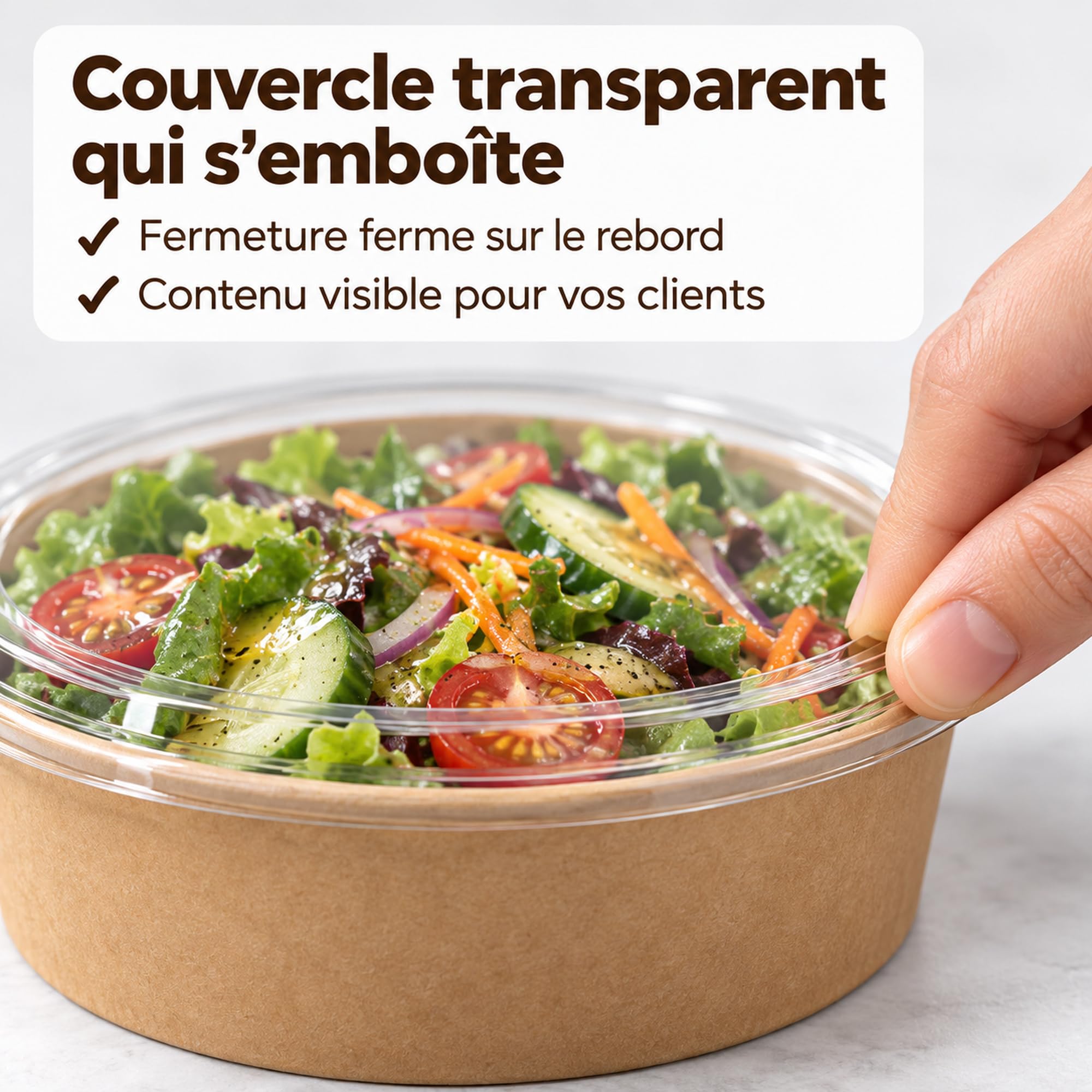 Salatschüssel mit Deckel 1300 ml - 100 Stück Einweg Pappschalen aus Kraftpapier, auslaufsicher beschichtet - Salatbox to go, Poke Bowl, Take Away Box für Gastronomie und Catering