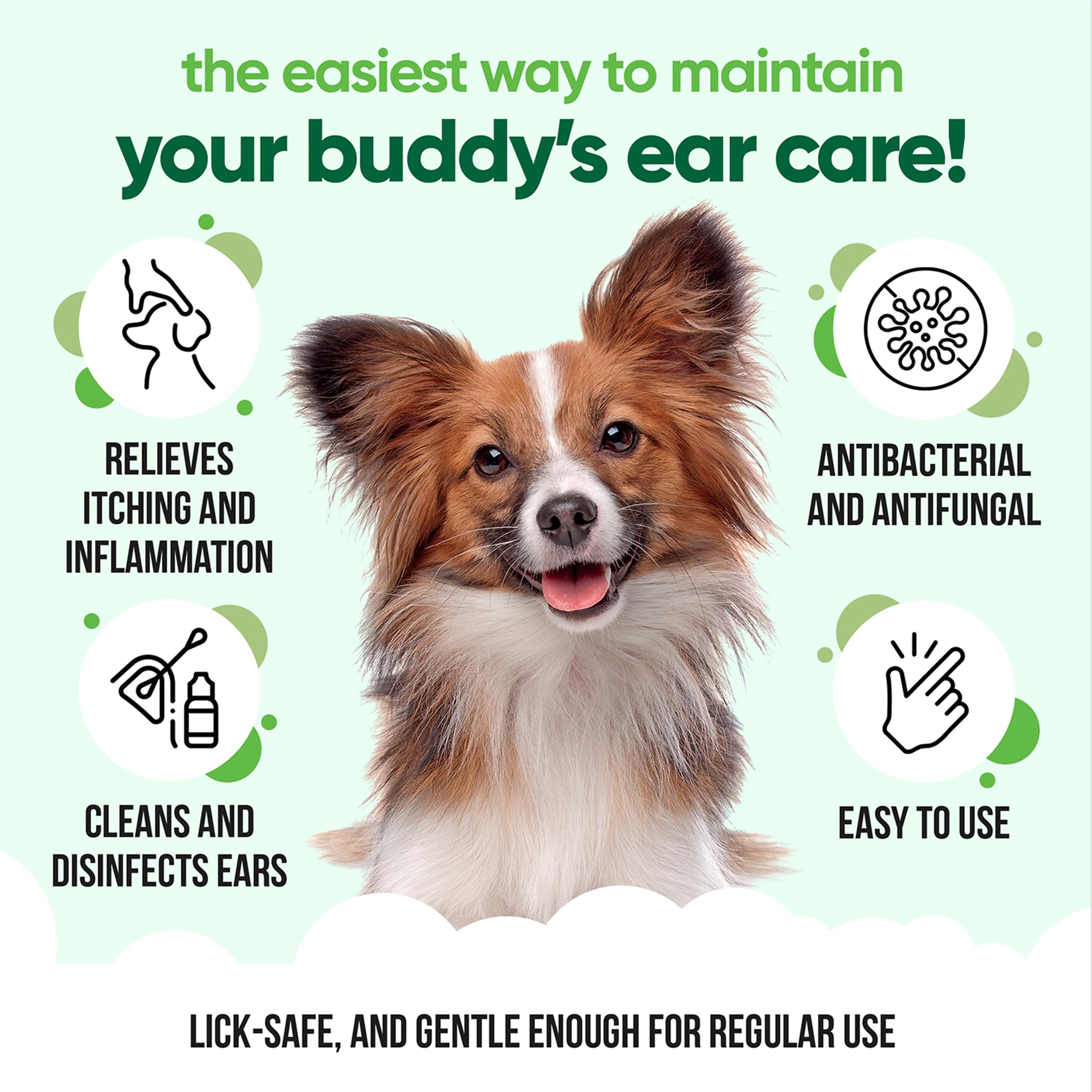 Buddycare Antyseptyczny środek do czyszczenia uszu dla psów, 200 ml, kojące krople do uszu dla zwierząt domowych, antyseptyczne krople do uszu, zatwierdzone przez weterynarza, antybakteryjne, krople