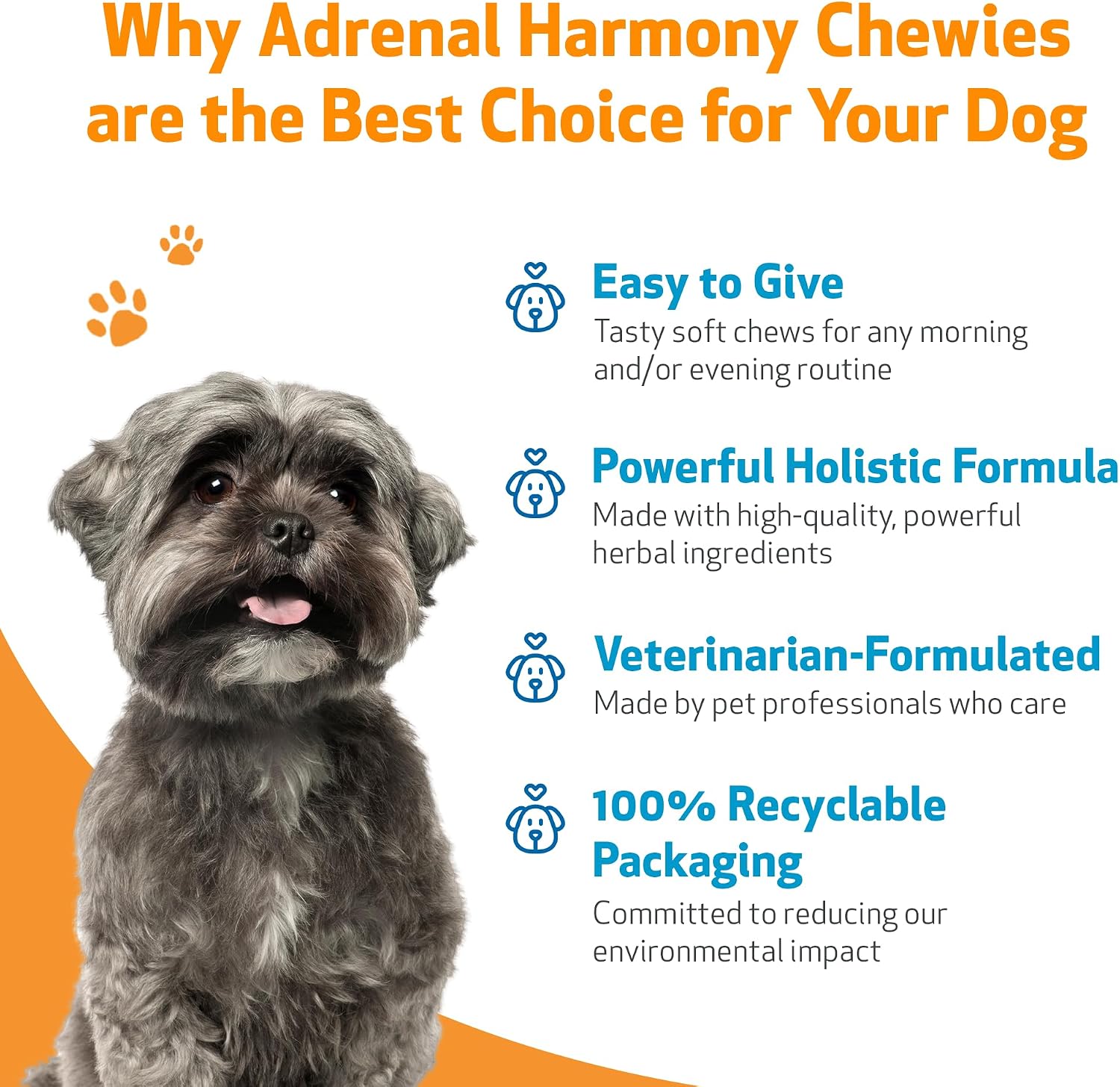Pet Wellbeing Adrenal Harmony Chewies for Dogs - Dog Adrenal Support & Cortisol Balance with Ashwagandha & Bacopa - NASC Certified & Vet-Formulated - 90 Soft Chews