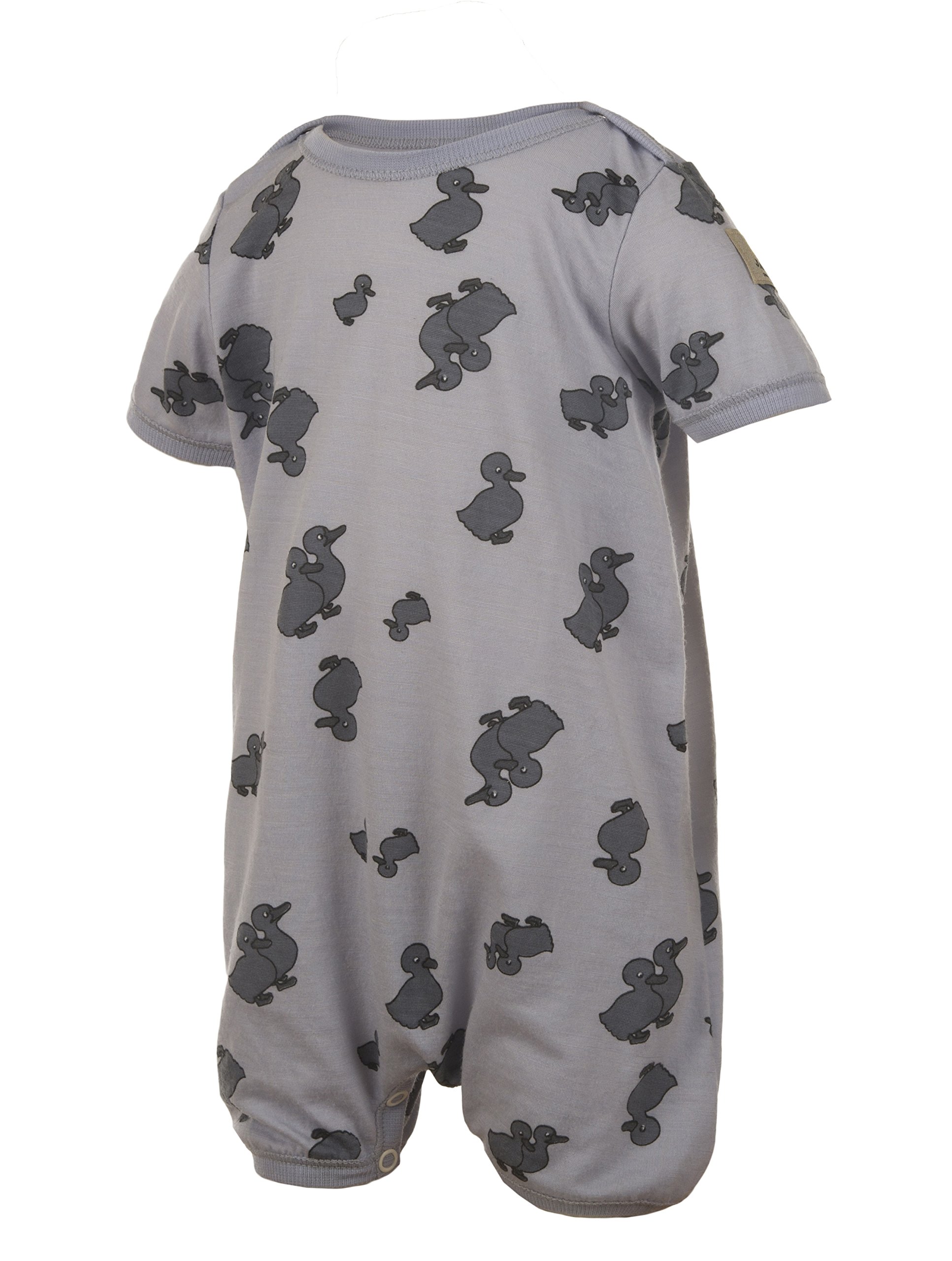 Janus100% Merino Wool Baby Romper Short Sleeve Machine Washable Made in Norway, Blue, 60 (4-6 Months)