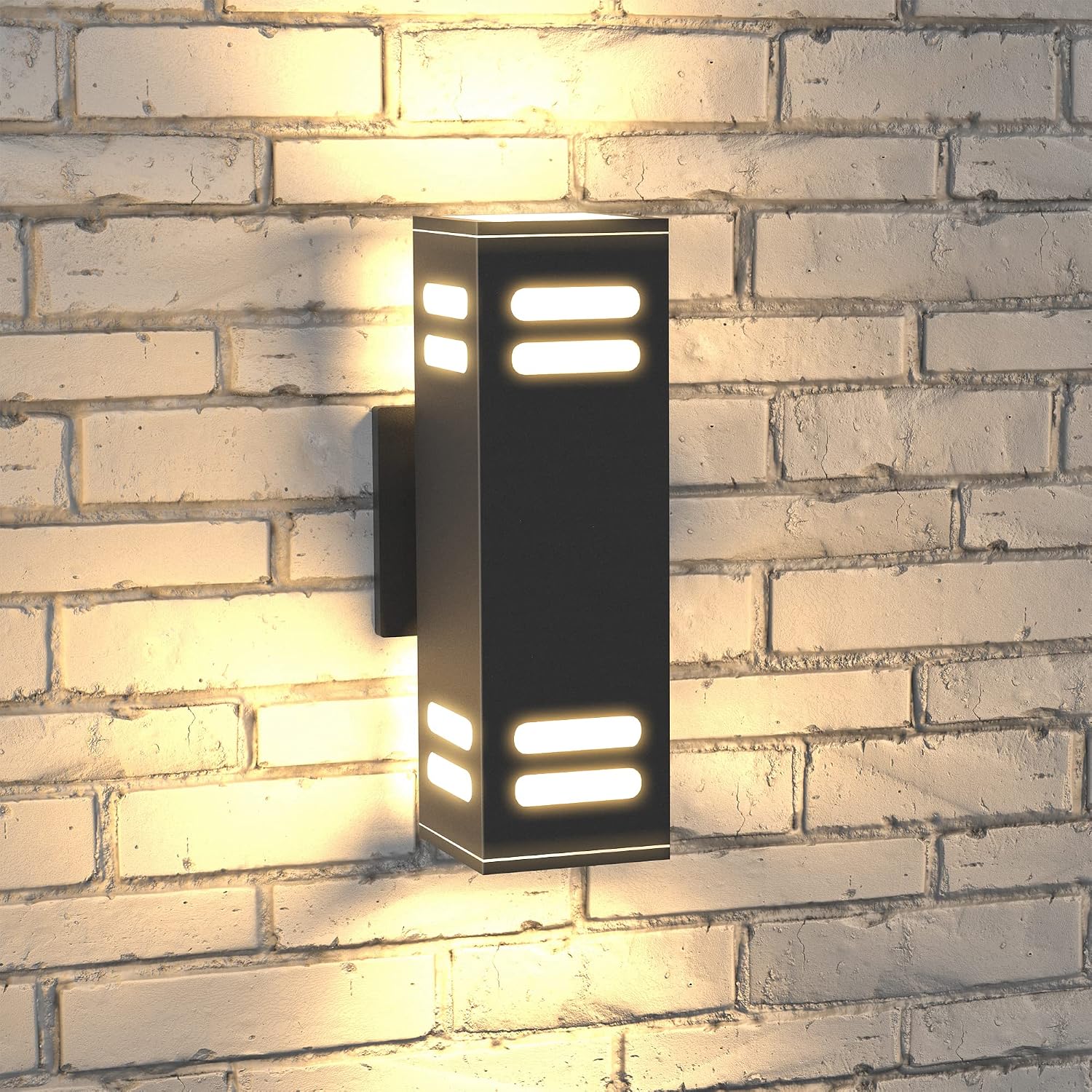 JACKYLED Outdoor Wall Light Fixtures [ETL&UL Listed], IP65 Waterproof Aluminum Black Square Wall Sconces, Modern Exterior Wall Lamps for Garage Patio Porch Balcony, 1 Pack