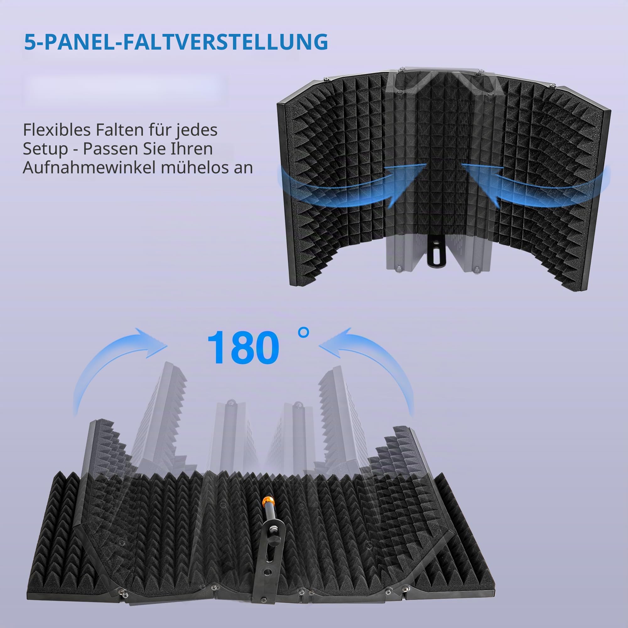 Mikrofon Isolationsschild Set, Schaumstoffschutz mit Pop-Filter, Stativständer, Faltbares Design