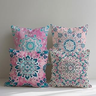 Funda Cojin 100x100 cm Cojines Exterior Impermeable Juego de 4 de Lino Fundas Cojine Hogar Decorativa Cuadradas Almohadas Fundas para Sofá Cama Dormitorio Habitacion Bohemia Funda Almohada Lila qq219