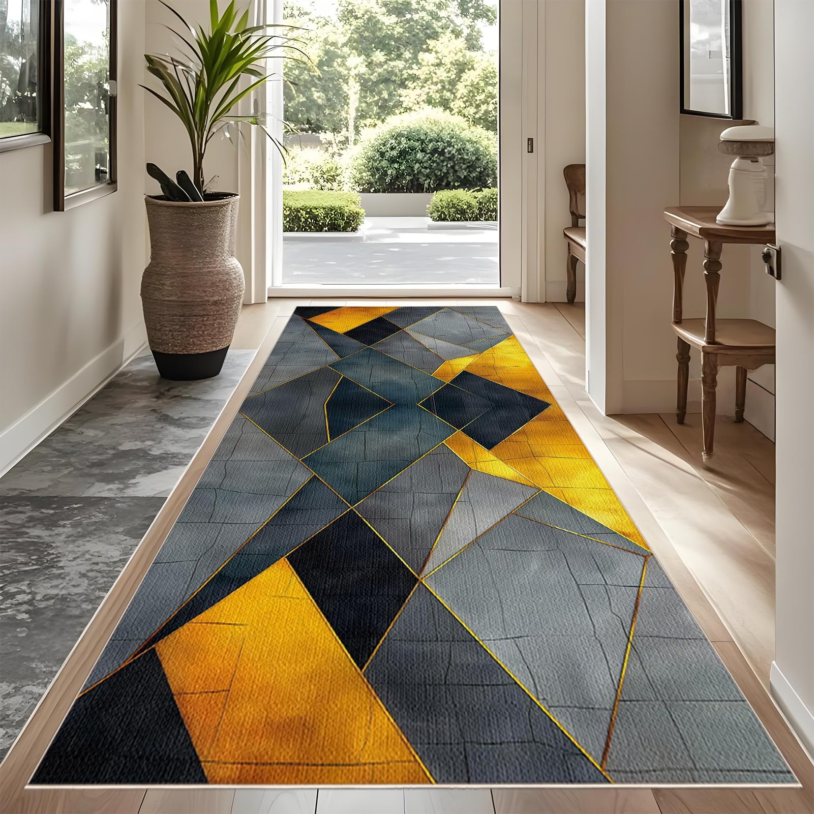 YUEAENK Very Long Hallway Hall Runner Narrow Rugs 60 x 450 cm Rubber Backed Non Slip Machine Washable Very Long Hallway Hall Runner Narrow Rugs Heavy Duty Entrance Mat Kitchen Runners