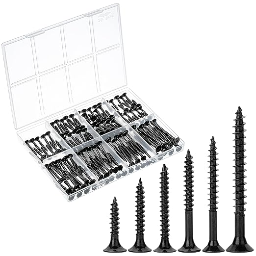 Mr. Pen- Wood Screws Assortment Kit, 152 pcs, Black, Phillips Tips, Assorted Wood Screws, 6 Sizes (2”, 1-1/2”, 1-1/4”, 1”, 3/4”, 1/2”)