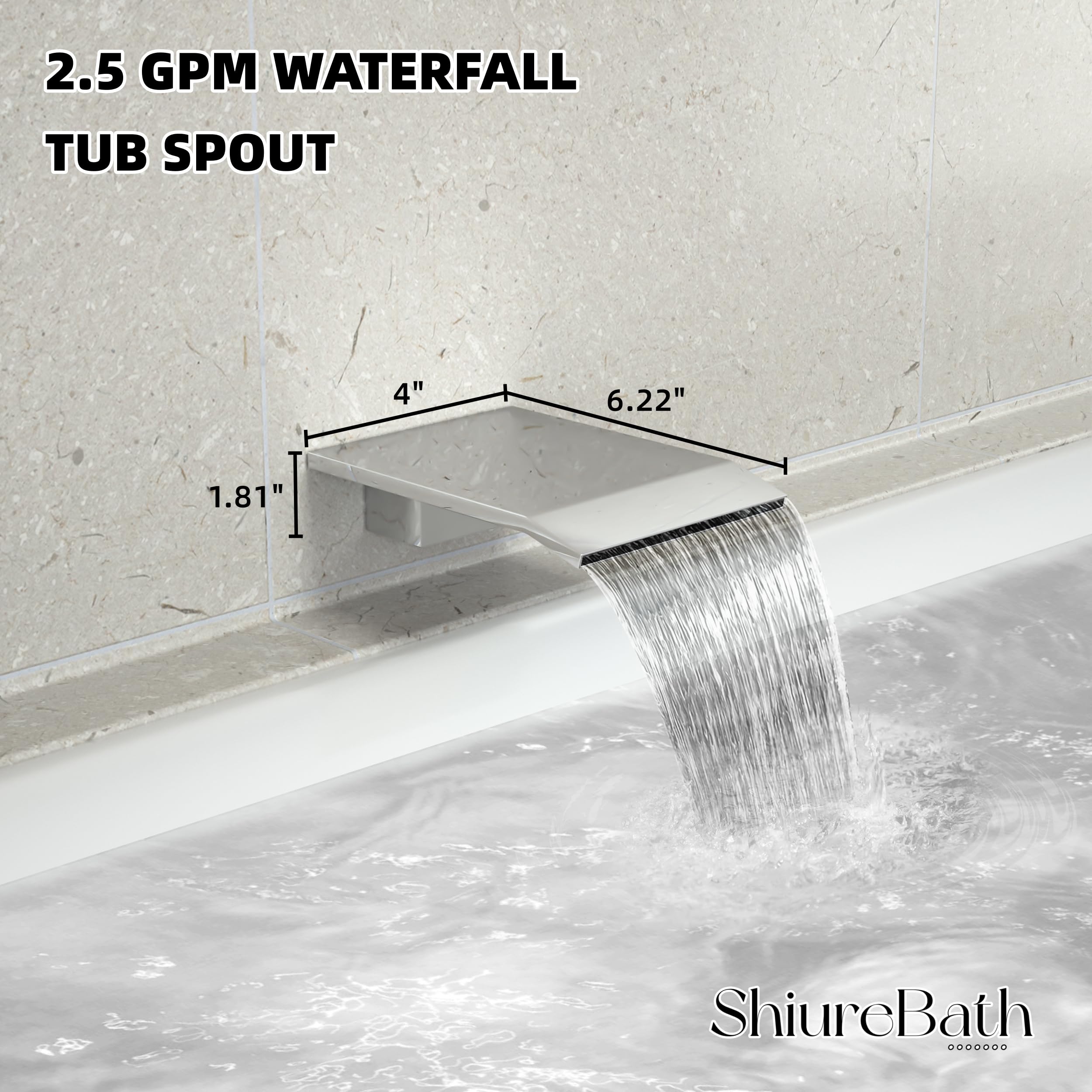 Sistema doccia con beccuccio per vasca, set doccia a parete per bagno con soffione a pioggia ad alta pressione da 25,4 cm e soffione doccia portatile, cromato lucido