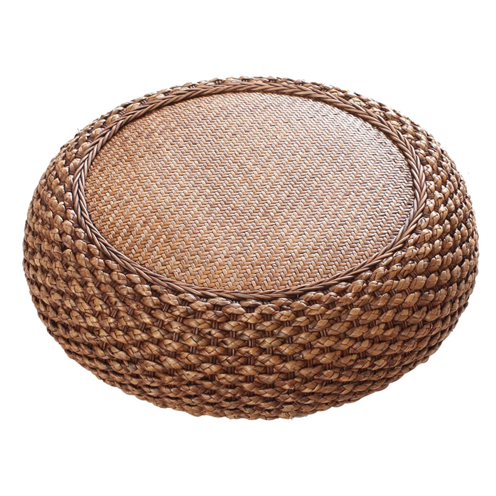 JINGYAN Chair Pads Straw Rattan Cushion Handmade Floor Seat Pouf Mat Hand Woven Knitted Ottoman Footstool for Meditation Zen Yoga Practice(40cm*12cm)