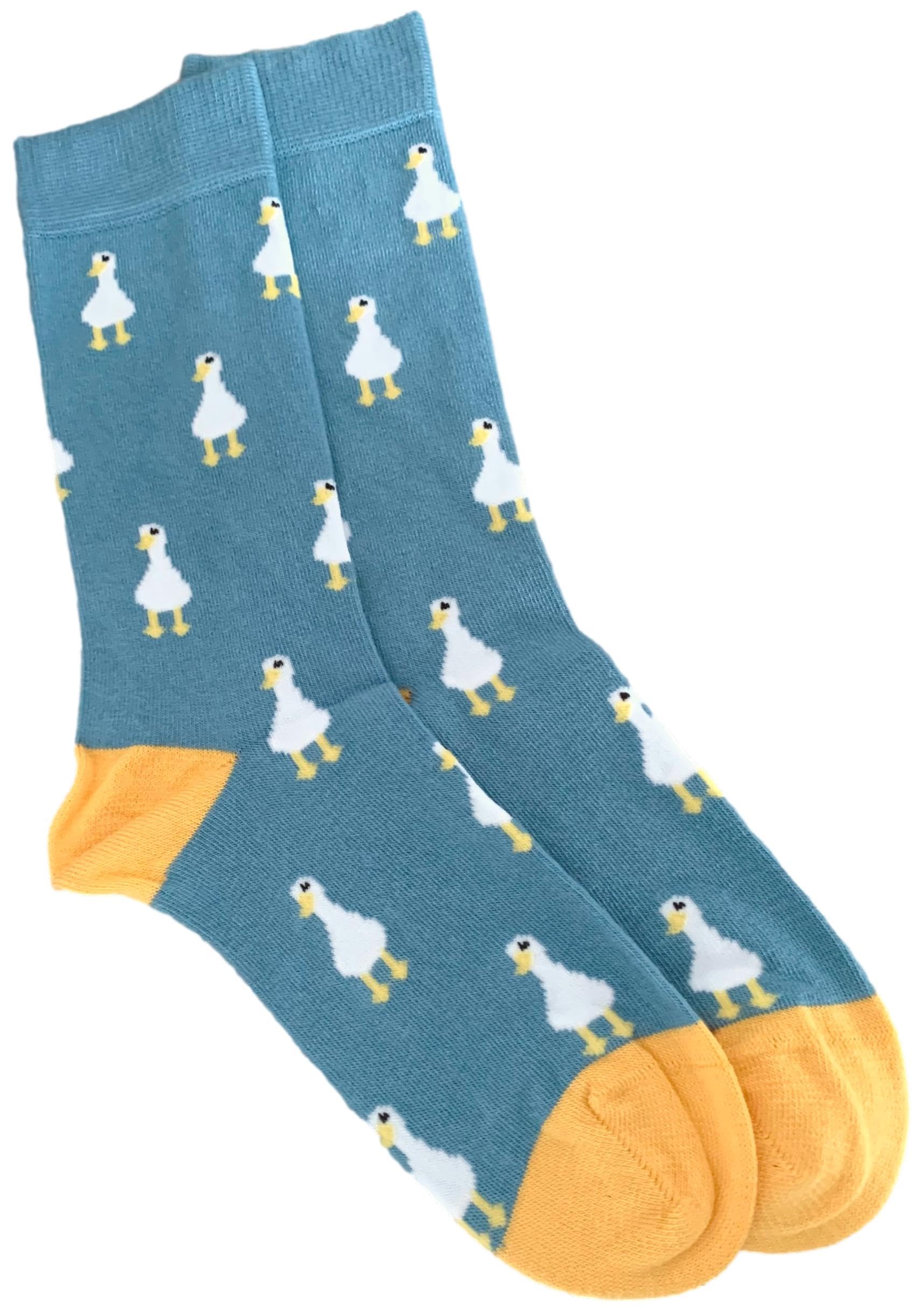 Purple Possum Women's Blue, Sky, Sky Blue Purple Possum® Duck Socks White Ducks Pattern Novelty Fun Blue Socks Size 4-7