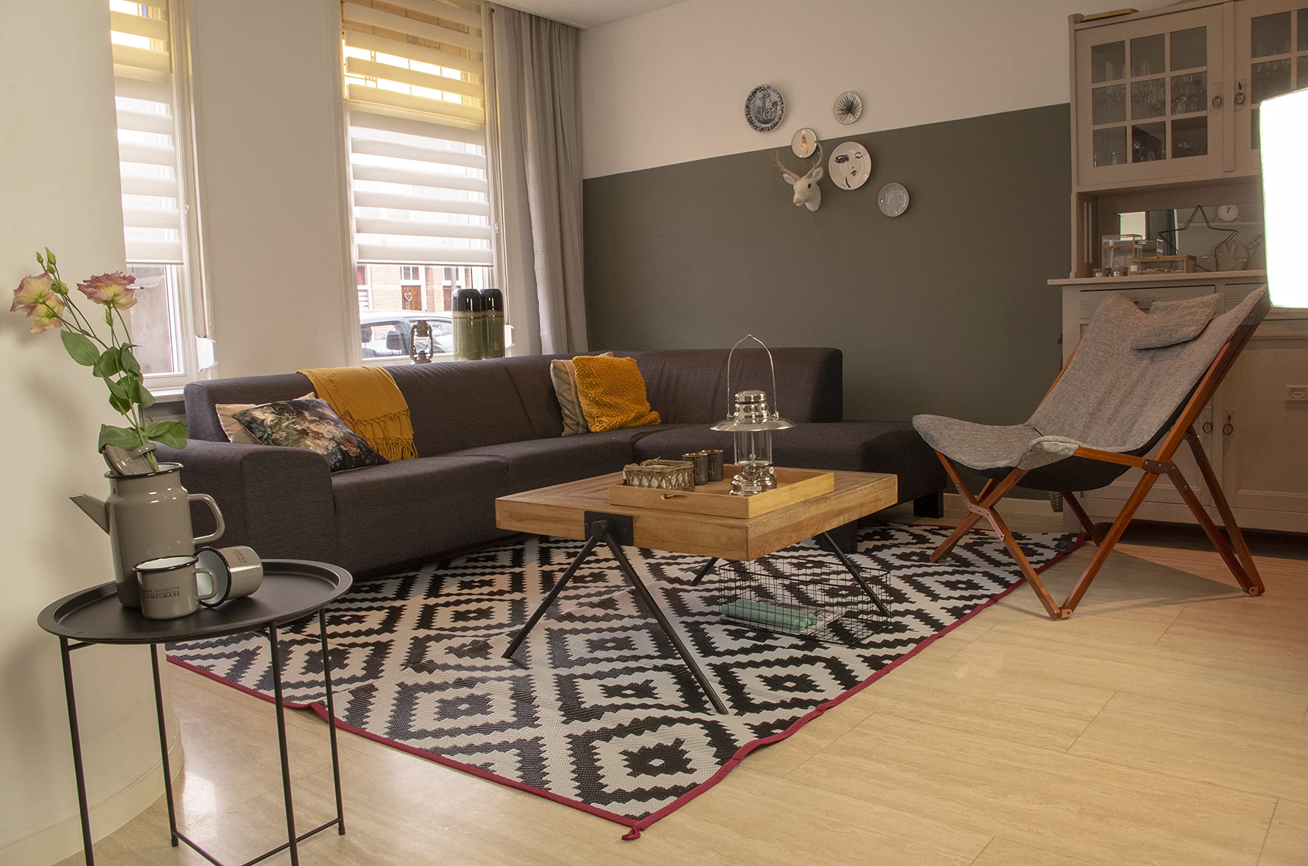 Bo-Camp - Urban Outdoor - Alfombra - Lewisham - Mediana - Negro/Blanco