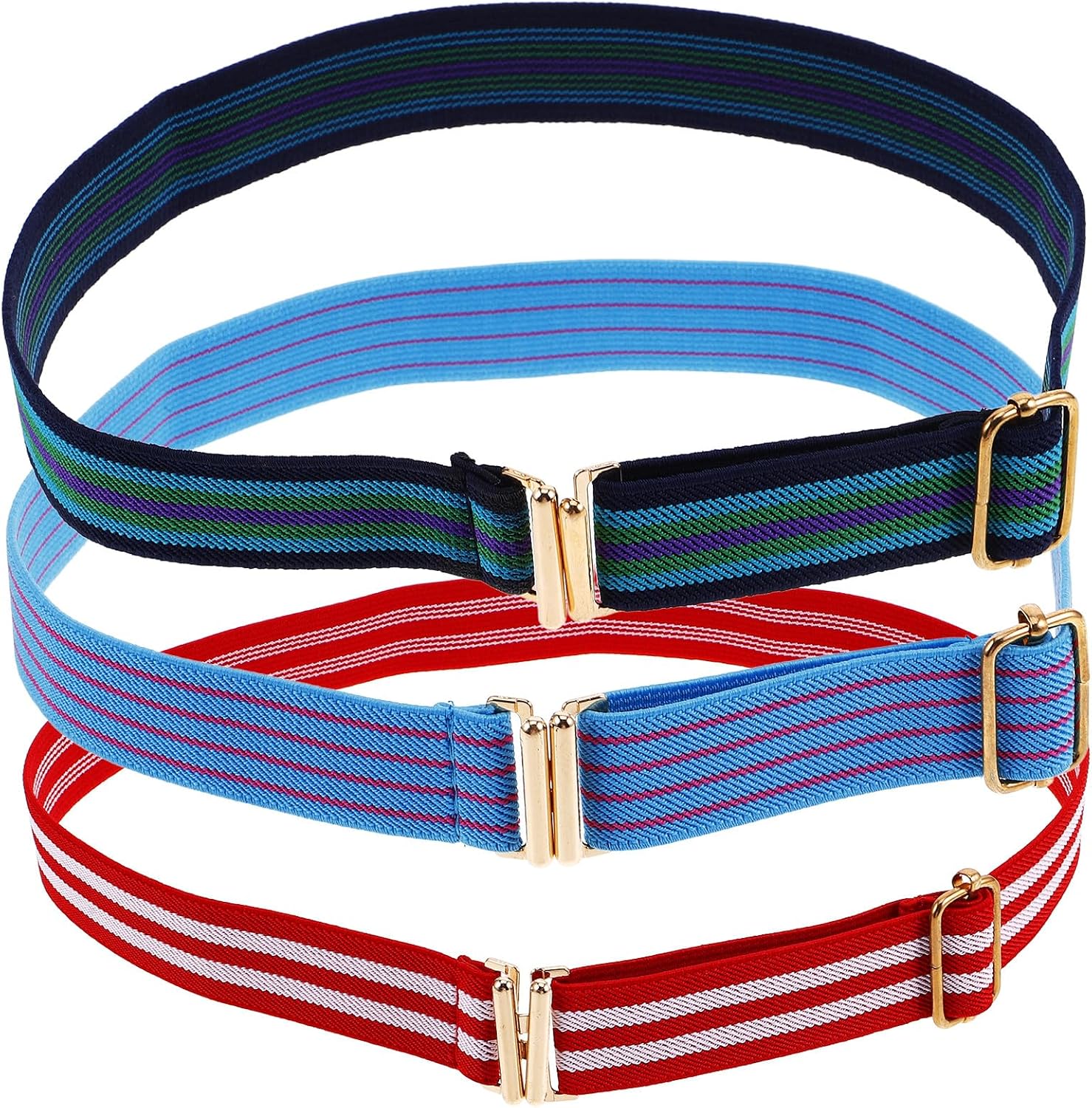 3pcs Adjustable Elastic Waist Belt for Boys, Stretchy Buckle Belts Suitable for School and Daily Wear Random Color