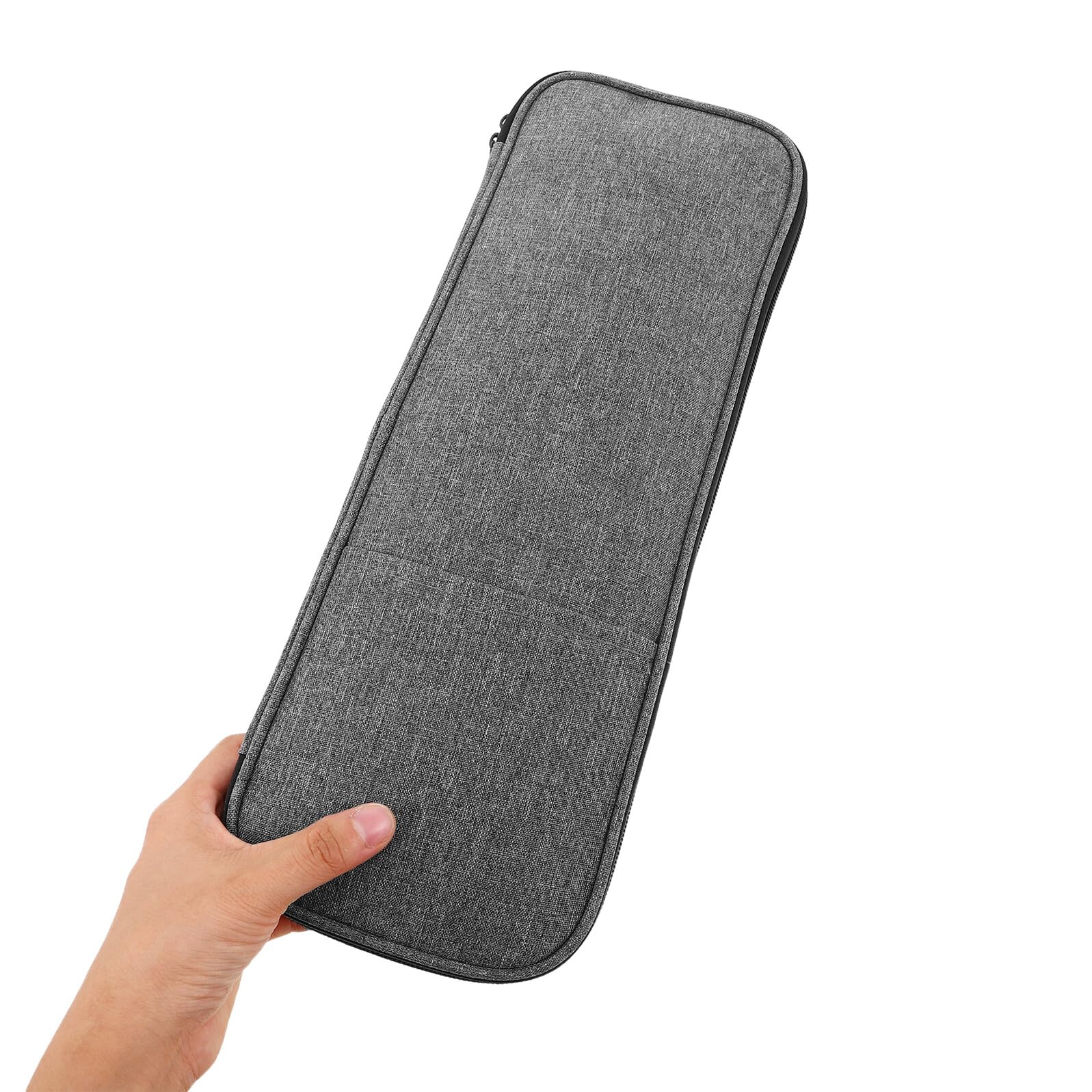 Estuche para Agujas de Crochet Portátil de Tela Oxford Gris, Organizador Multifuncional para Manualidades y Costura, Bolsa Larga para Agujas de Tejer de 35 Cm, Almacenamiento