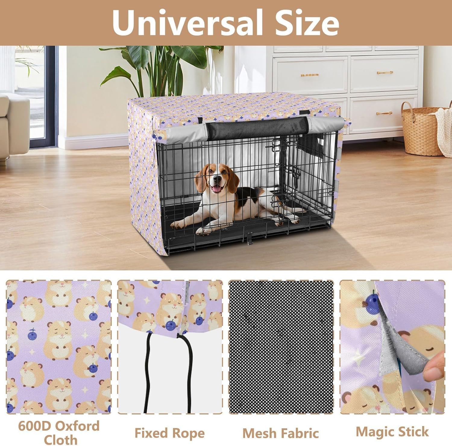 Guinea Pig Blue Cover for Dog Cage Pet Kennel Cover with Roller Shades 48 Inch