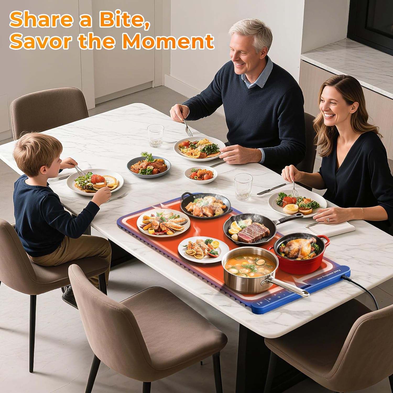 Warming Mat for Food Extra Large 32"x15", Electric Silicone Food Warmer Trays for Chafing Dishes & Buffet,Portable Countertop Food Warmers for Parties, 7-Level Temp 8-Hour Timer， Blue - Image 9