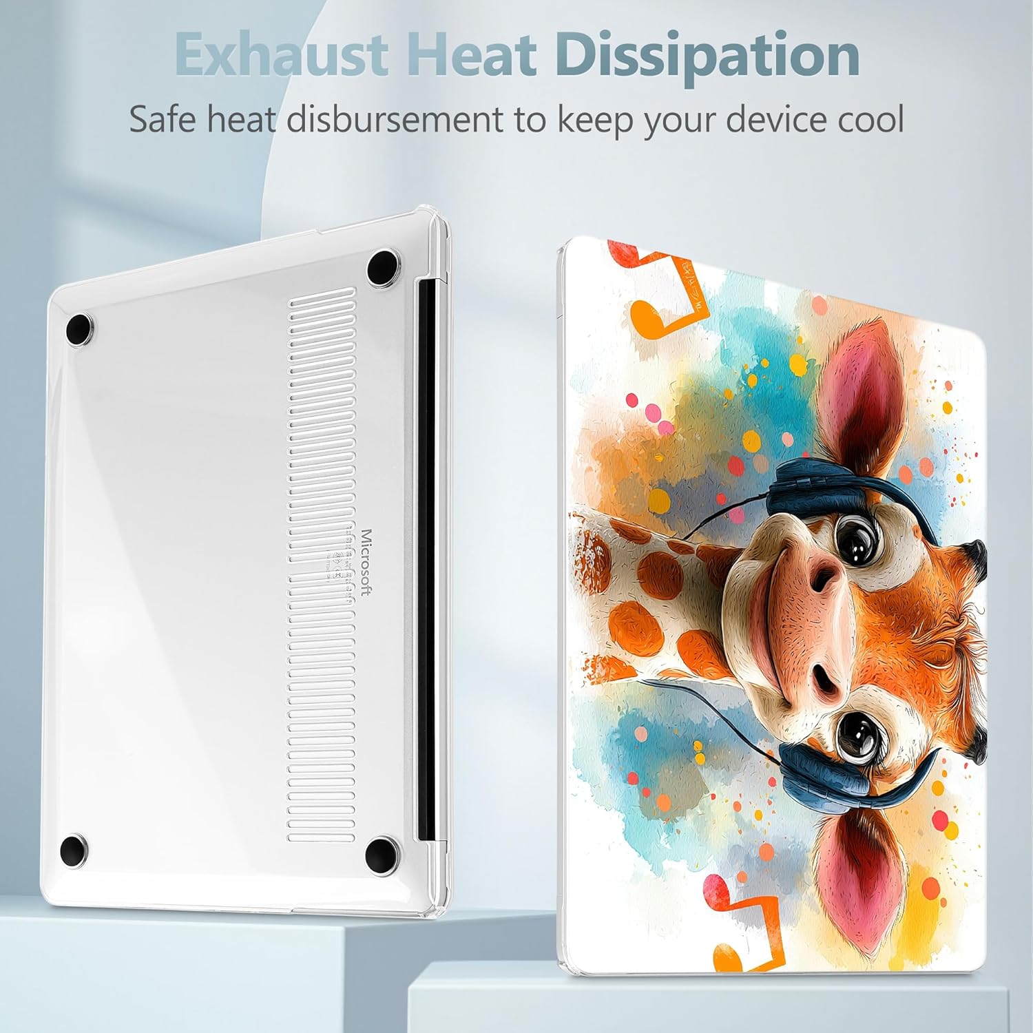 Mektron Printed Case for 2025 Microsoft Surface Laptop Windows 11 Copilot+ PC Surface Laptop 13 inch Touchscreen Display Cover Fits Model 2095, Cute Giraffe