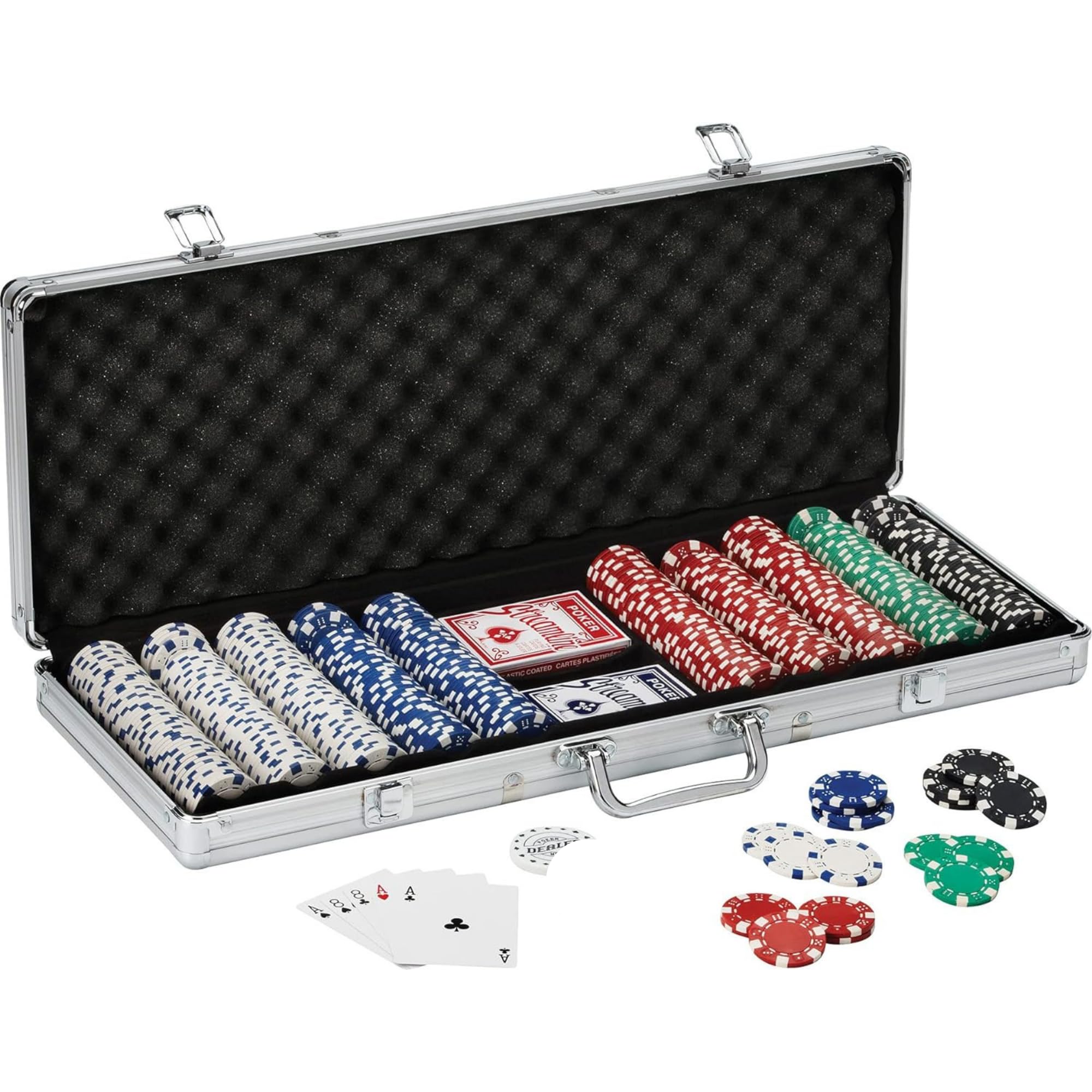 Gambit Goods 500-Piece Deluxe Poker Chip Set with Aluminum Case, Cards, Dice, and Dealer Button - Premium Casino-Style Multicolor Tokens for Adults - Perfect for Classic Multiplayer Games (B0DJBW3DNK) Amazon Price History, Amazon Price Tracker