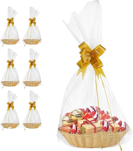 6 unidades Cestas vacías para regalos Apertura superior de 7 x 9 pulgadas y profundidad de 6 x 4 pulgadas, cestas vacías pequeñas de aspecto de