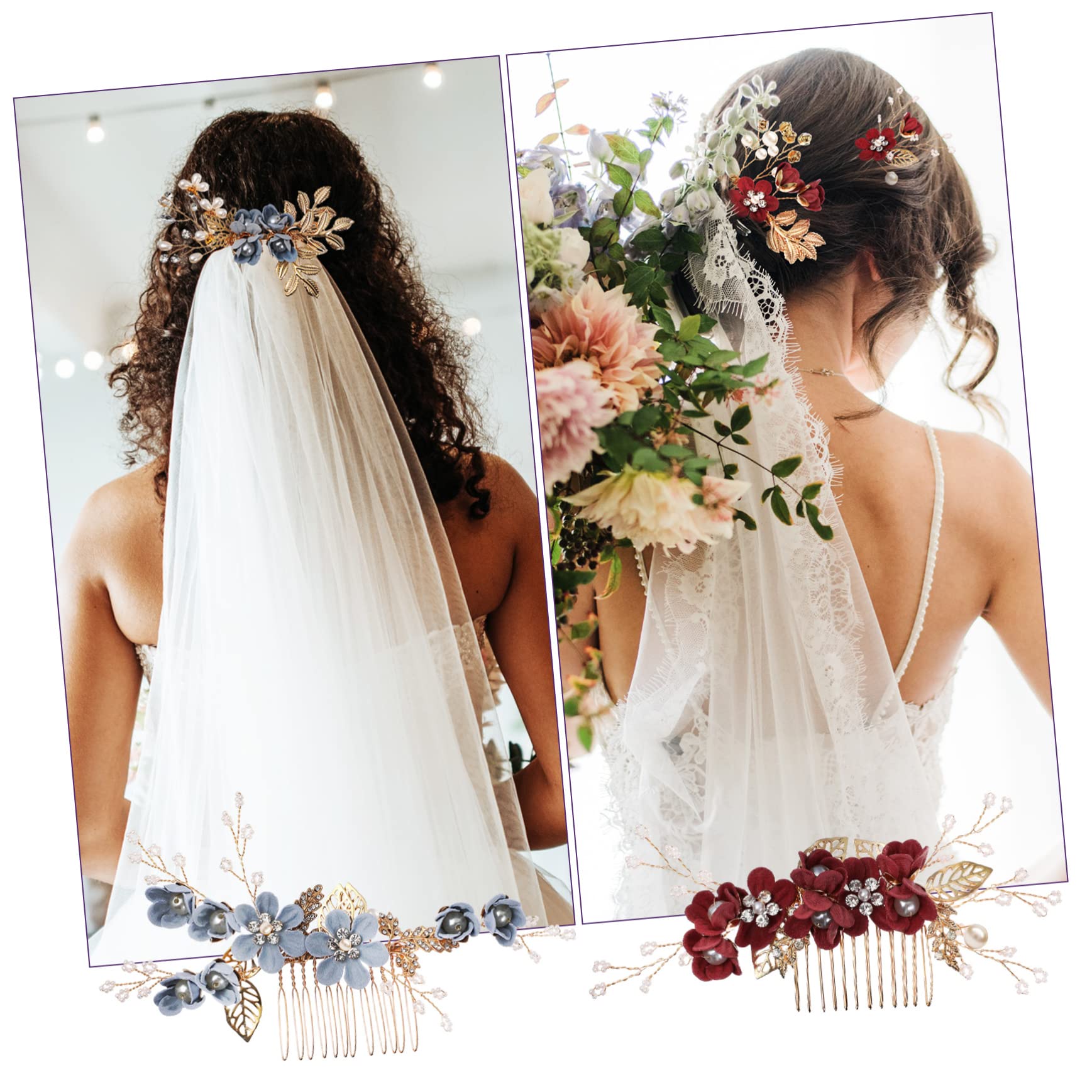FRCOLOR 2set Spille per Capelli da Sposa Perle Finte e Strass Pettini Laterali e Fermagli per Capelli Eleganti per Matrimonio e Feste