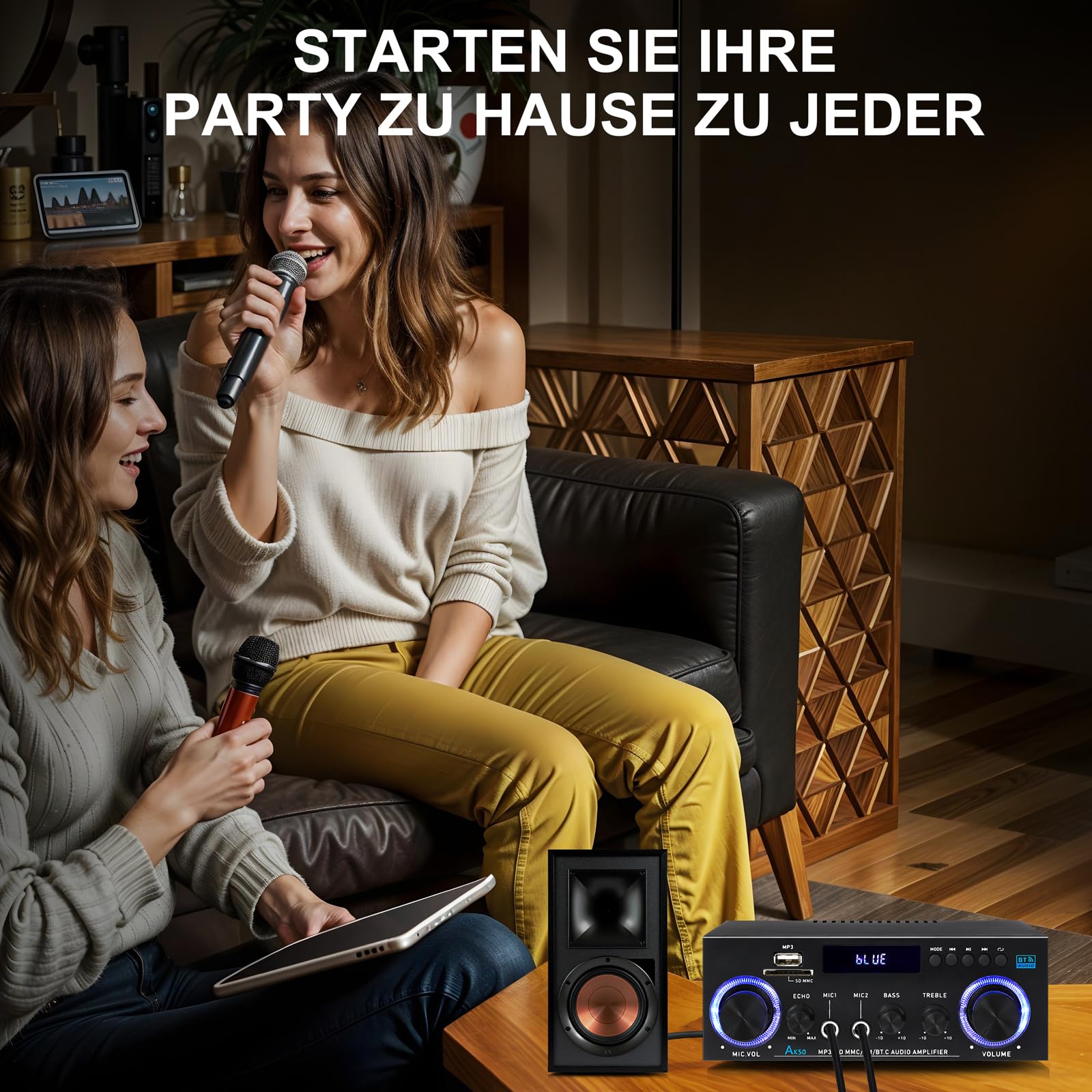 AK50 wzmacniacz HiFi, domowe audio, odbiornik stereo 400 W, domowy 2-kanałowy system wzmacniacza mocy Bluetooth 5.0, radio FM, USB, karta SD, z pilotem zdalnego sterowania, do głośników kina domowego