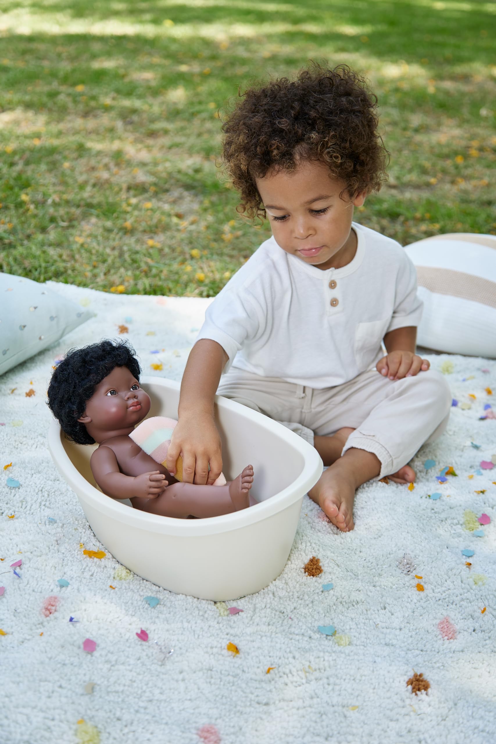 Miniland Baignoire Dolls avec Accessoires, Beige, 31100