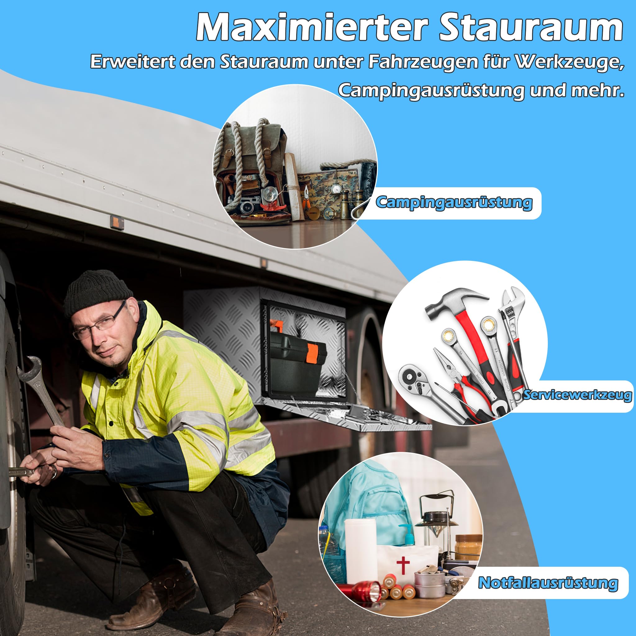 Froadp Boîte De Rangement En Aluminium - 76 X 36 X 40,5 Cm