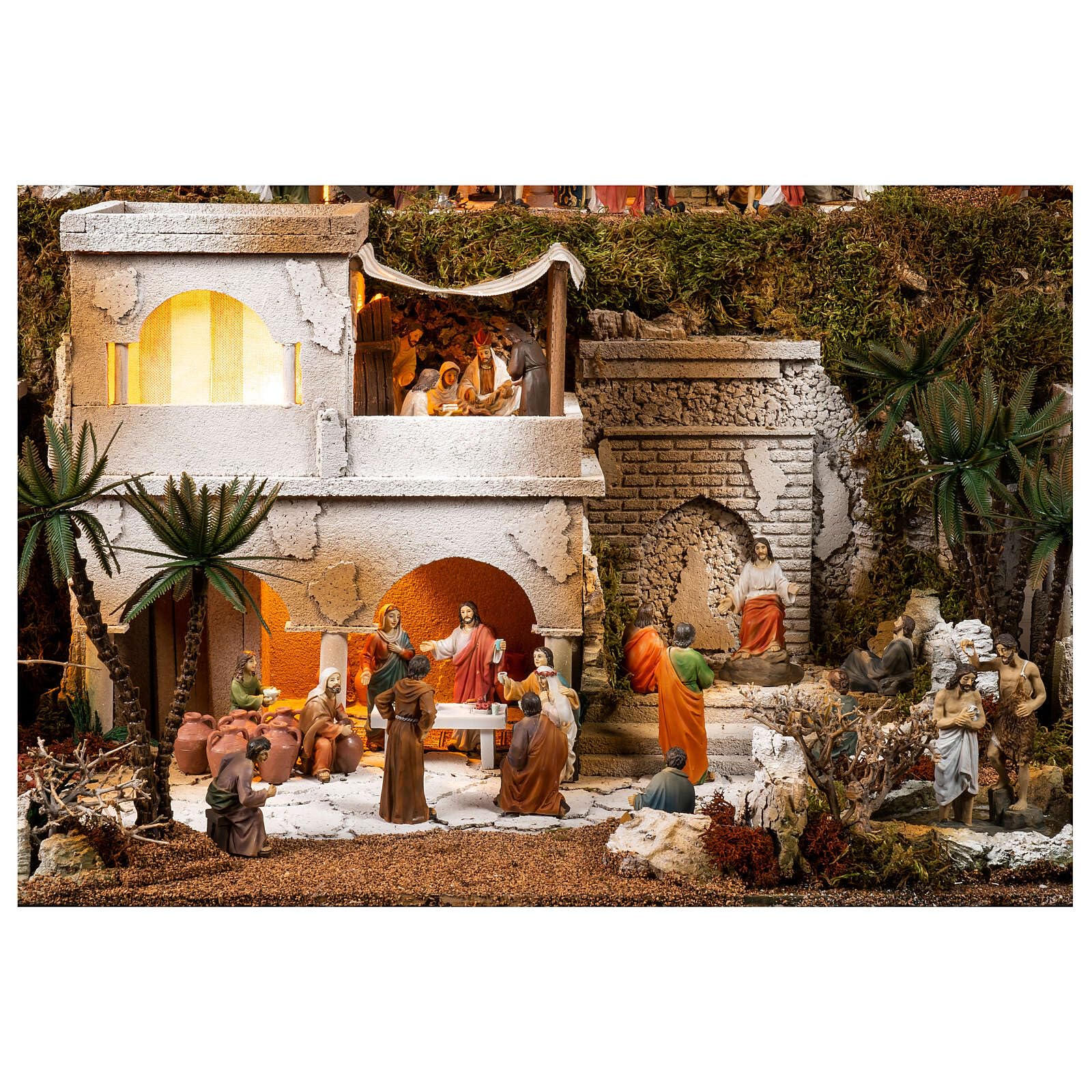 Holyart Easter Nativity Scene Baptism Wedding at Cana 9 cm 35x60x40 cm Module 2, with figurinesHeight: 35 cm|Statues Height: 9 cm|Depth: 40 cm|Width: 60 cm