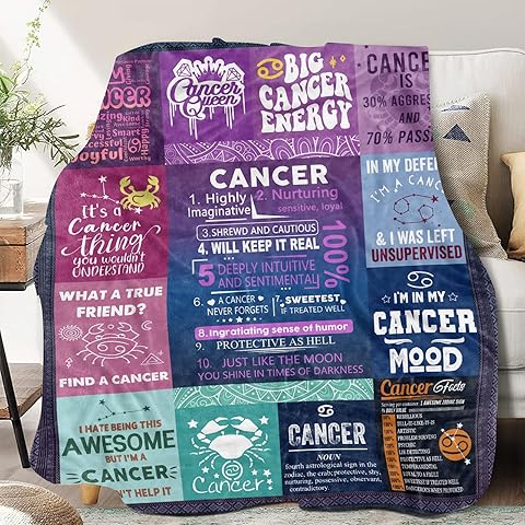 GOOMI Cancer Zodiac Throw Blanket, Gifts for Women Men, Astrology Birthday Present, 60