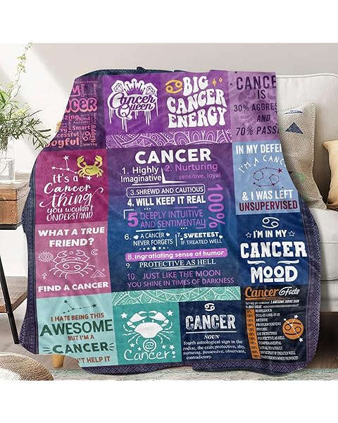 GOOMI Cancer Zodiac Throw Blanket, Gifts for Women Men, Astrology Birthday Present, 60