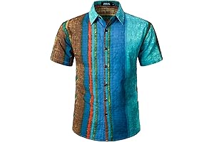 Men's Bright and Colorful Rainbow Striped Summer Shirts
