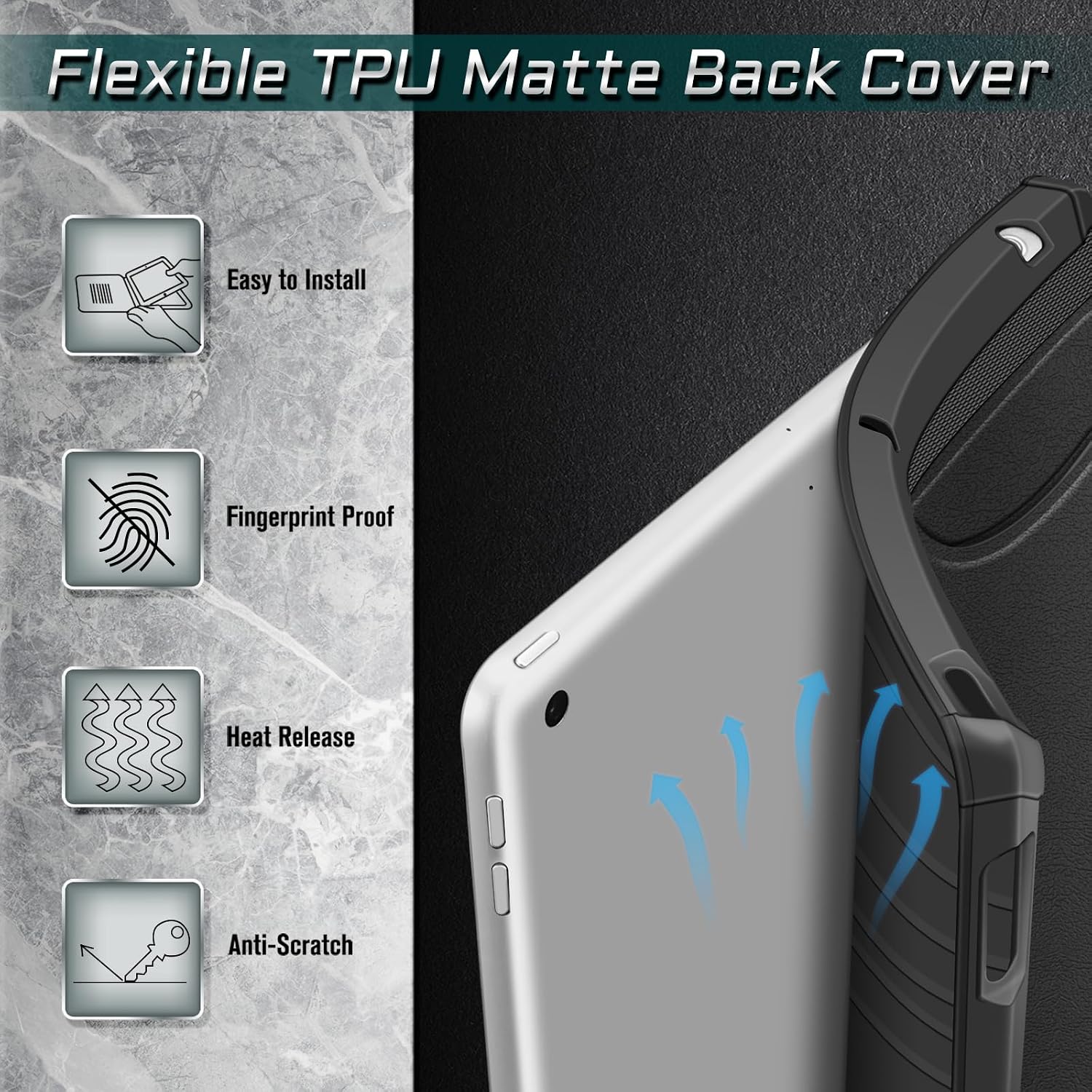 Fintie Multi-Angle Viewing Case for iPad 9th /8th /7th Generation 10.2 Inch | Built-in Magnetic Kickstand, Shockproof Soft TPU Back Cover, Pencil Holder, Corner Protection, Auto Wake/Sleep, Black