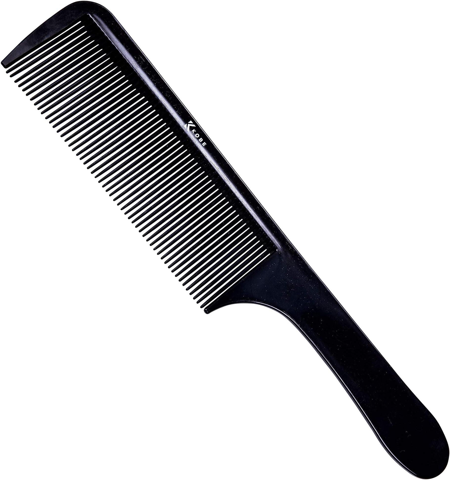 Kobe Professional Flat Top Fading Comb - Black Plastic Cutting and Blending Tool - Durable, Flexible Fade Comb for Barbers