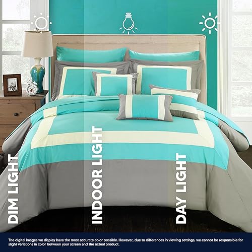 Miniatura 8 de Chic Home Duke - Juego de edredón Queen de 10 piezas, juego de edredón de tamaño Queen con 2 fundas de almohada, 3 almohadas y juegos de ropa de
