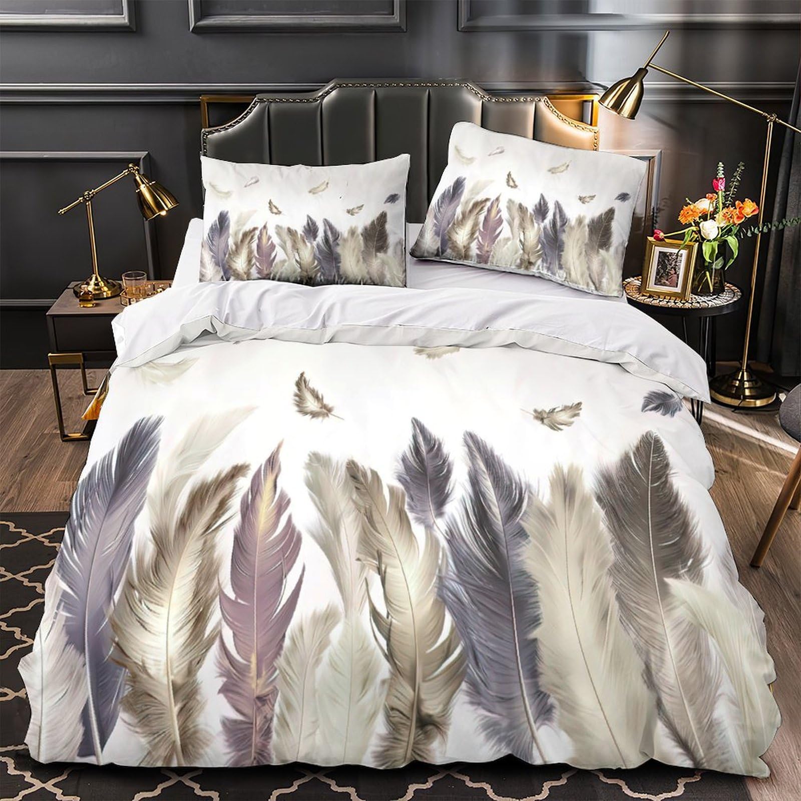Parure de lit plumes respirante et hypoallergénique en microfibre 140x200