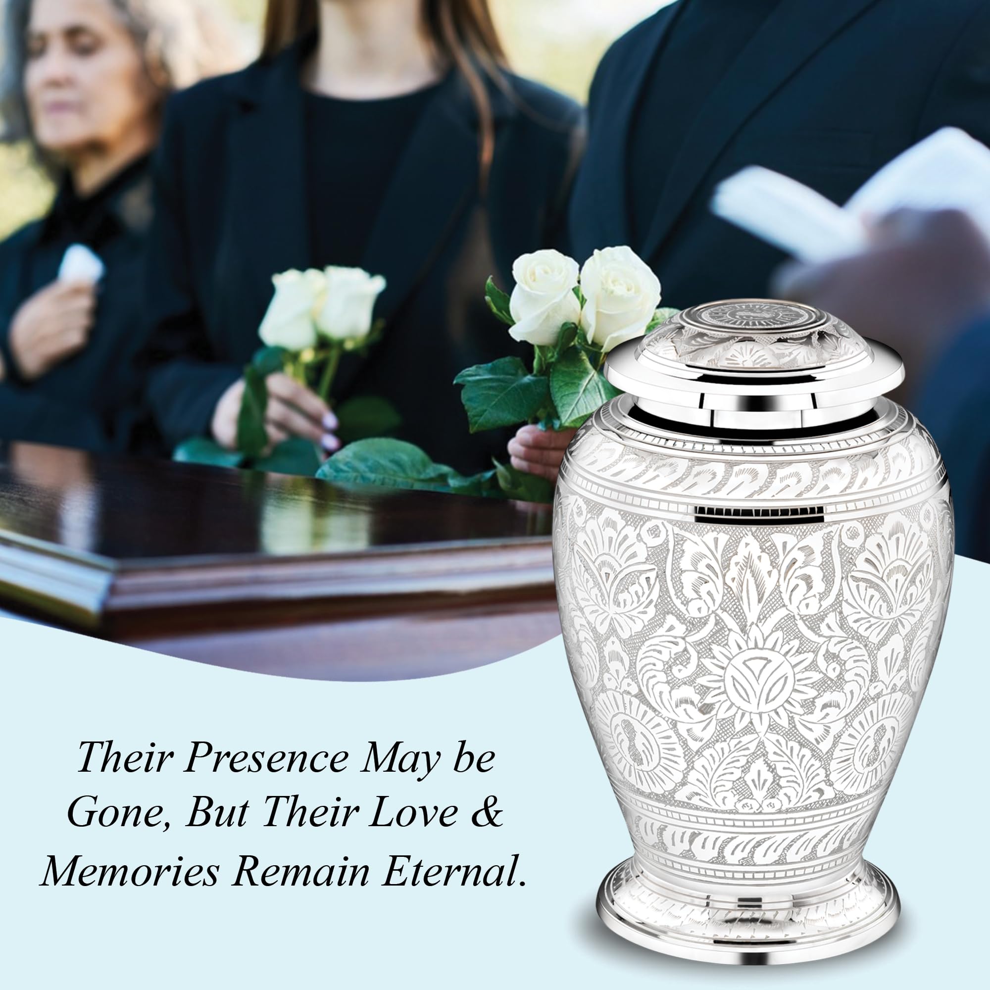 Forever - Urnas de cremación para cenizas para adultos, urna de cremación para cenizas humanas, completamente hecha a mano con volumen de 220 pies cúbicos, con bolsa de protección de terciopelo