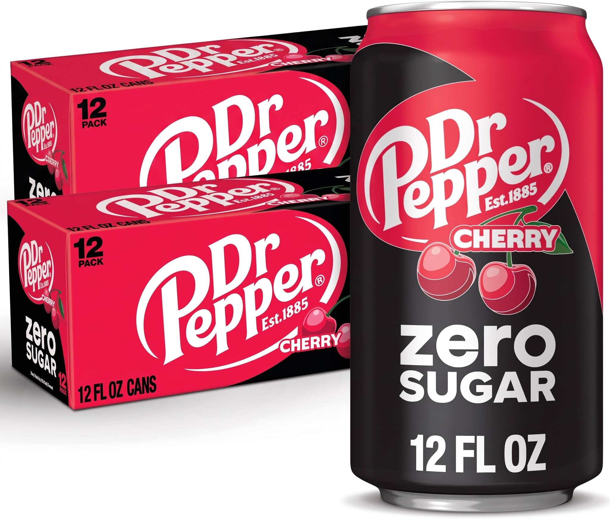 Cherry Zero Sugar Soda, 12 fl. oz. Cans, 12 Pack (Pack of 2)
