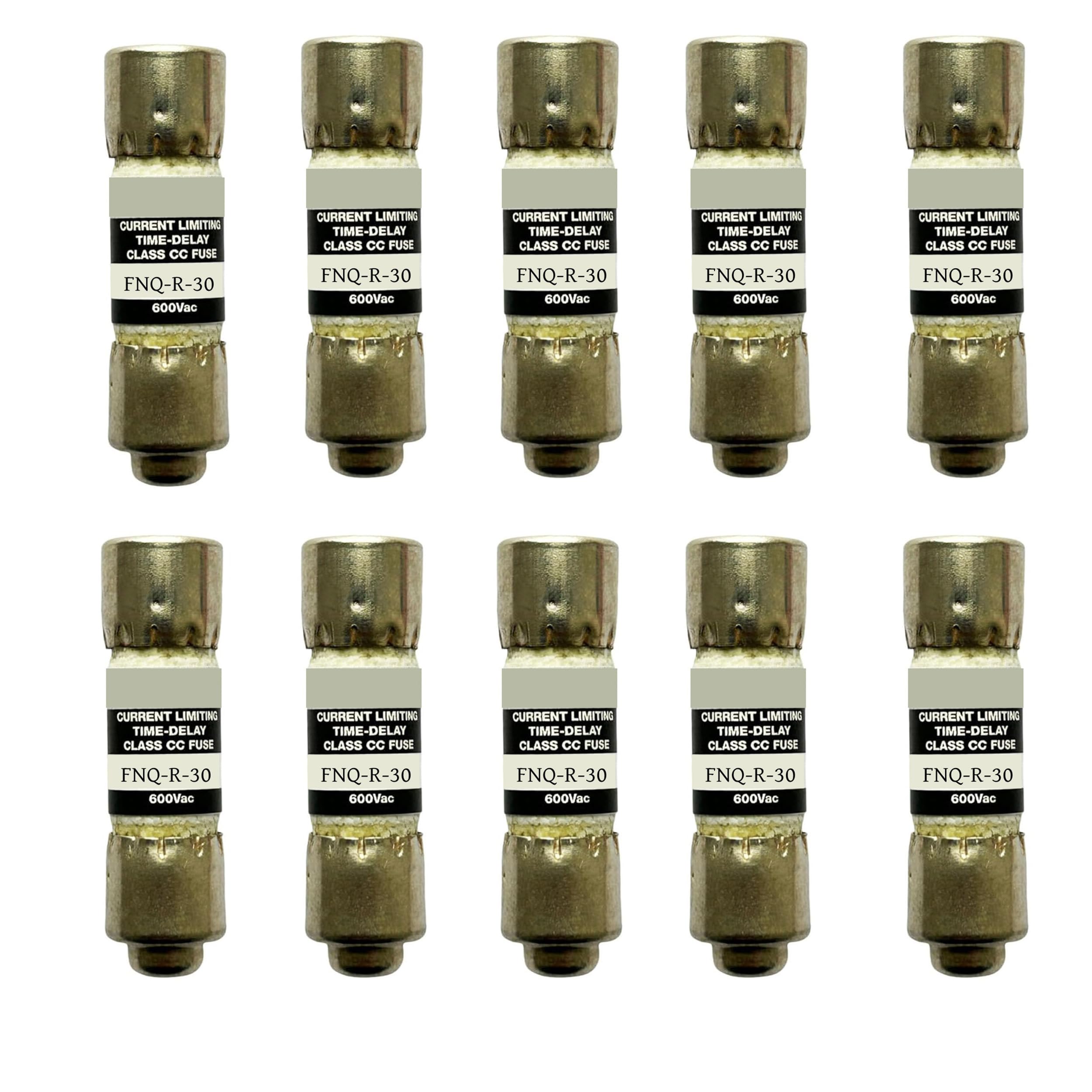 Photo 1 of 10-Pack New FNQ-R-30 FNQ-R-30A FNQ-R 30A 600Vac Time Delay Fuse,FNQ-R-30A Class CC Current Limiting Fuse